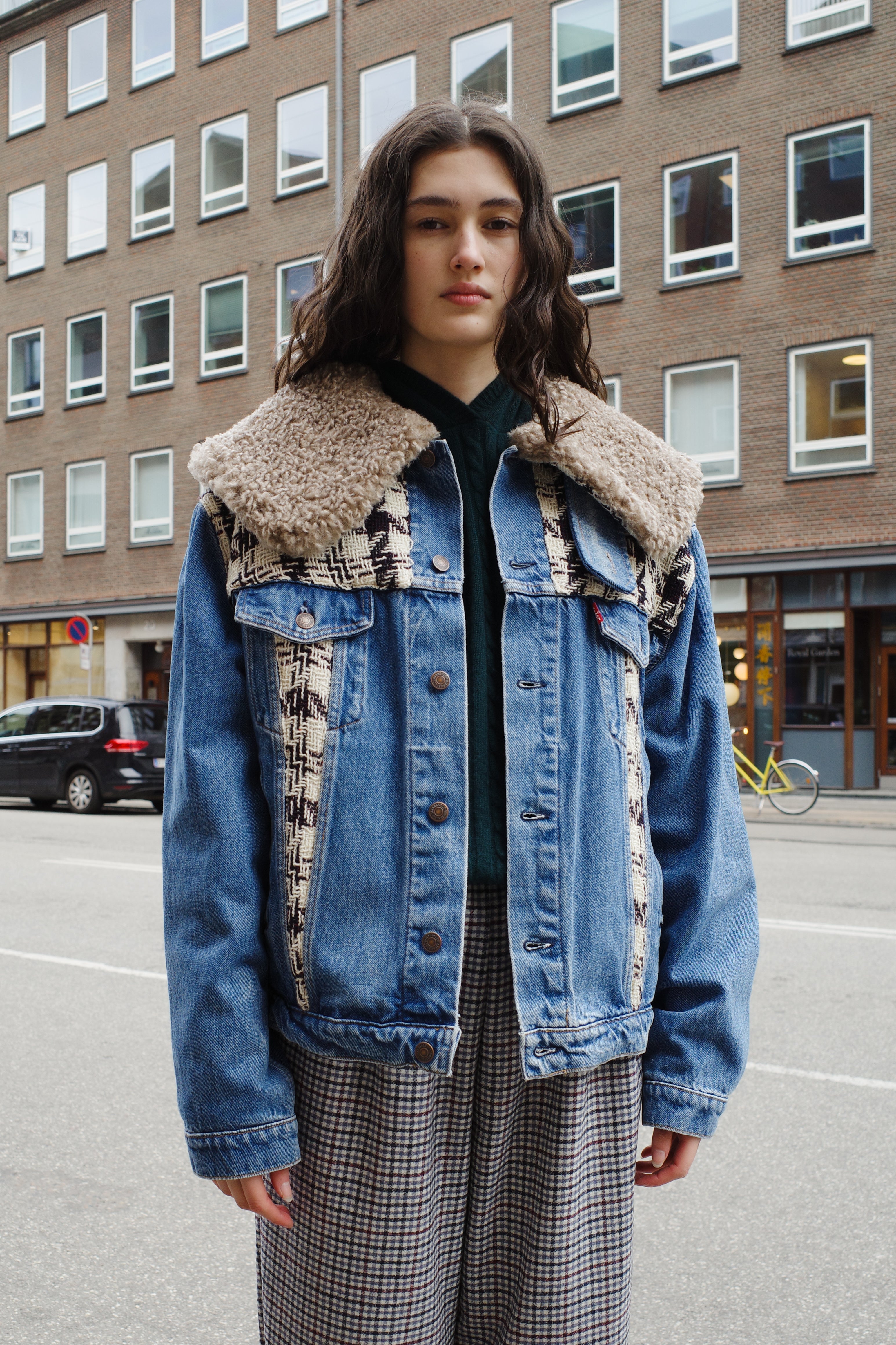 Upcycled Denim Jacket with deadstock Chanel fabric