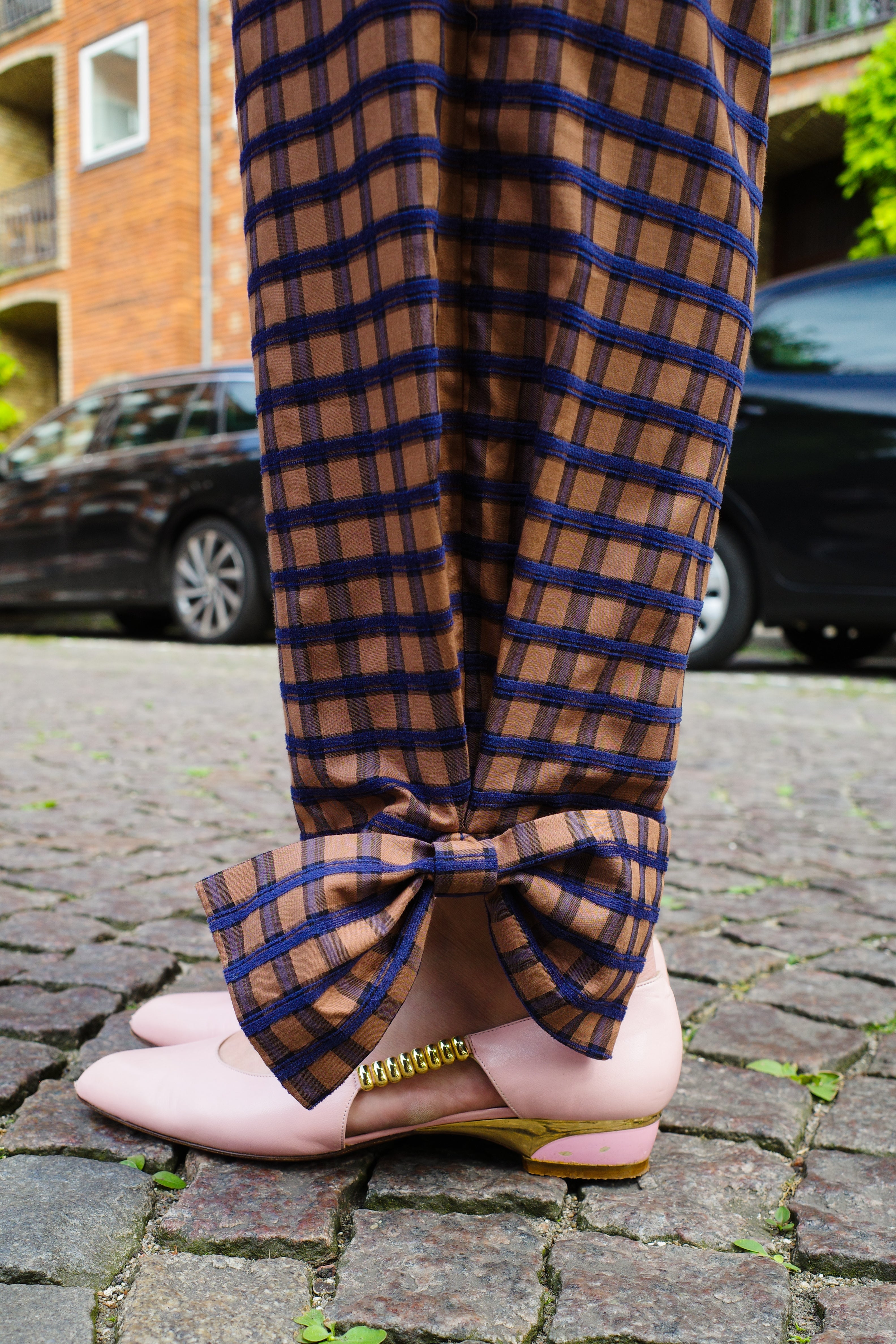 Coco Pants w. Bows Cotton Brown/Blue Check