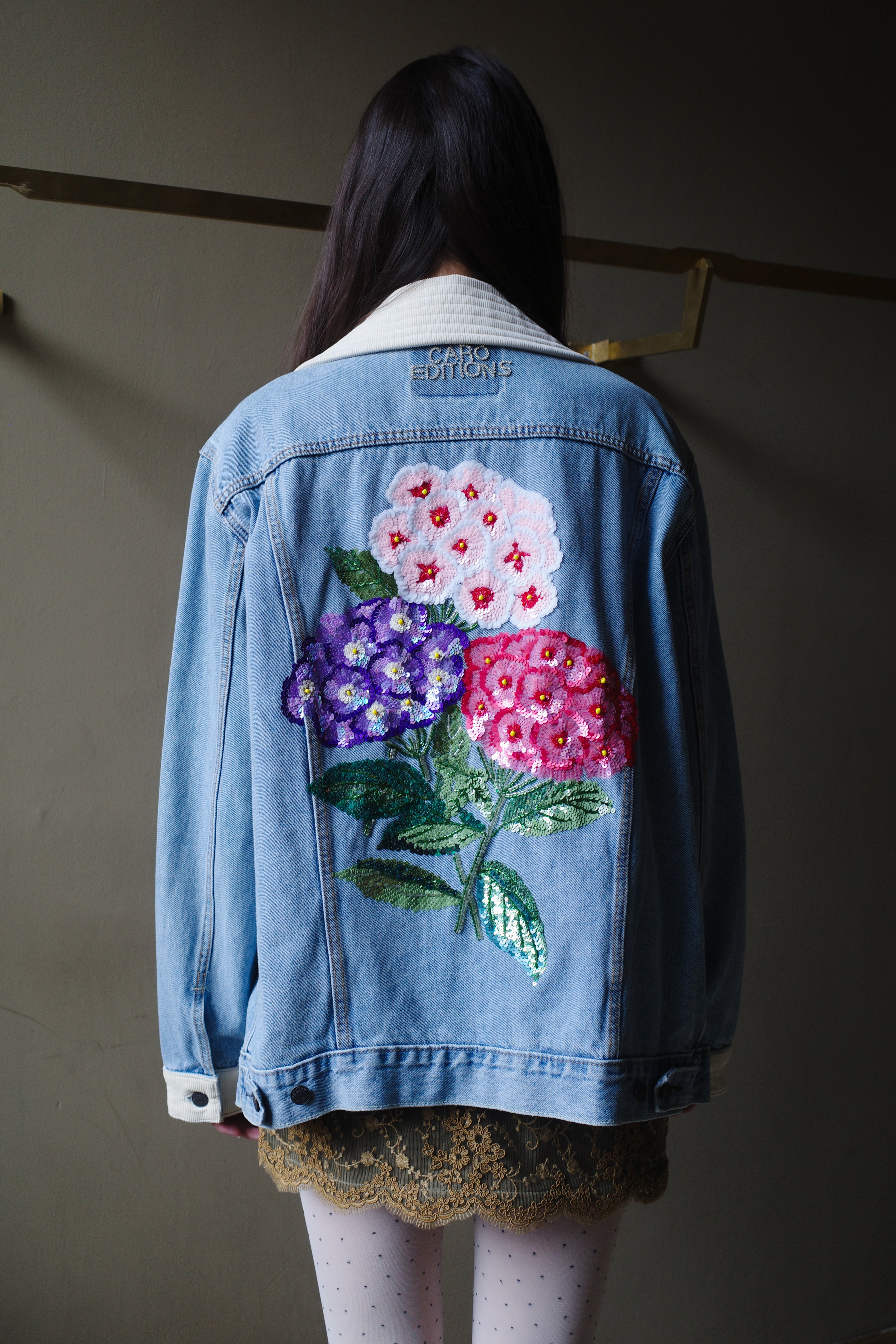 DENIM JACKET FLOWER EMBROIDERY FLORAL