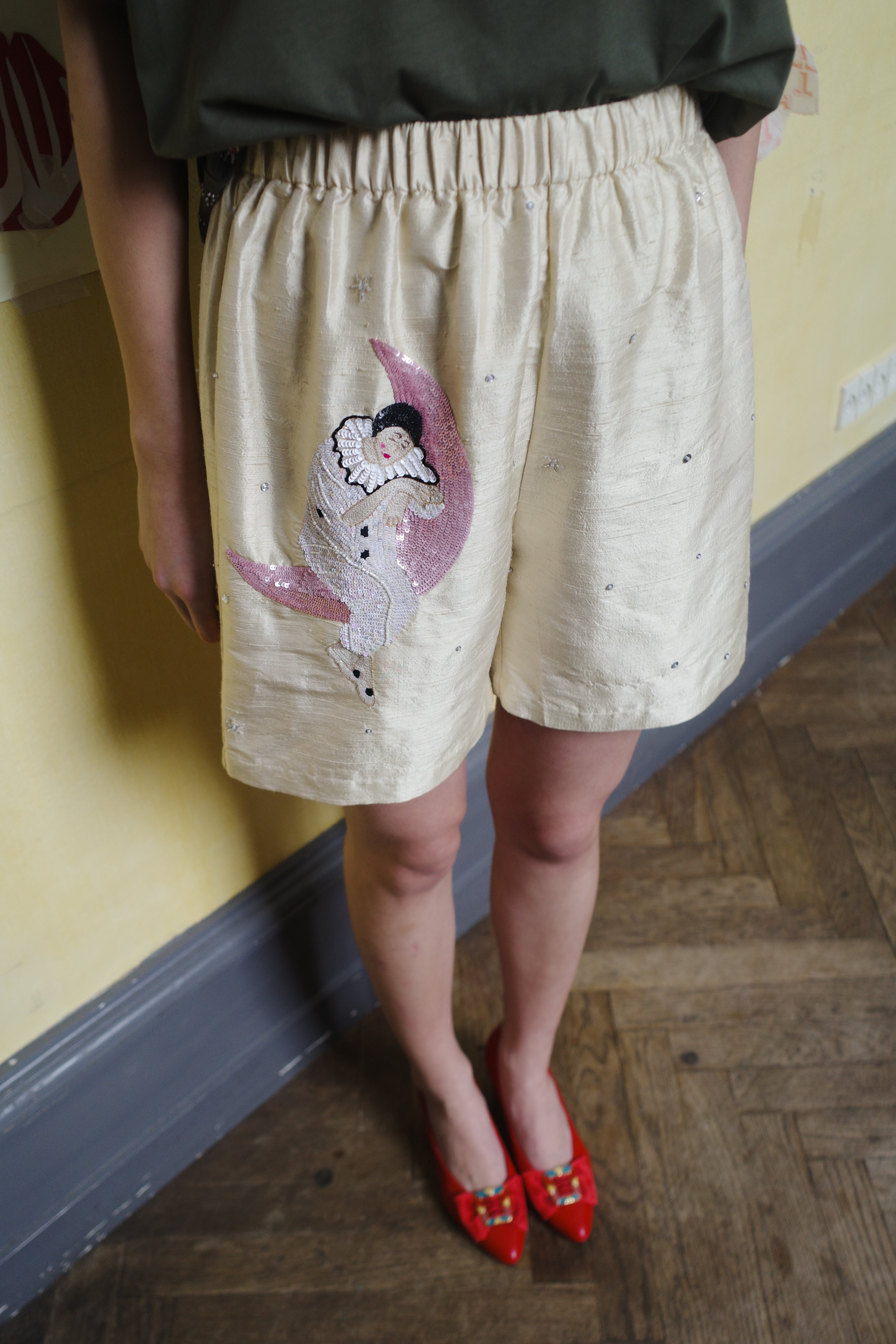 COCO SHORTS SILK WHITE - PJERROT ON MOON