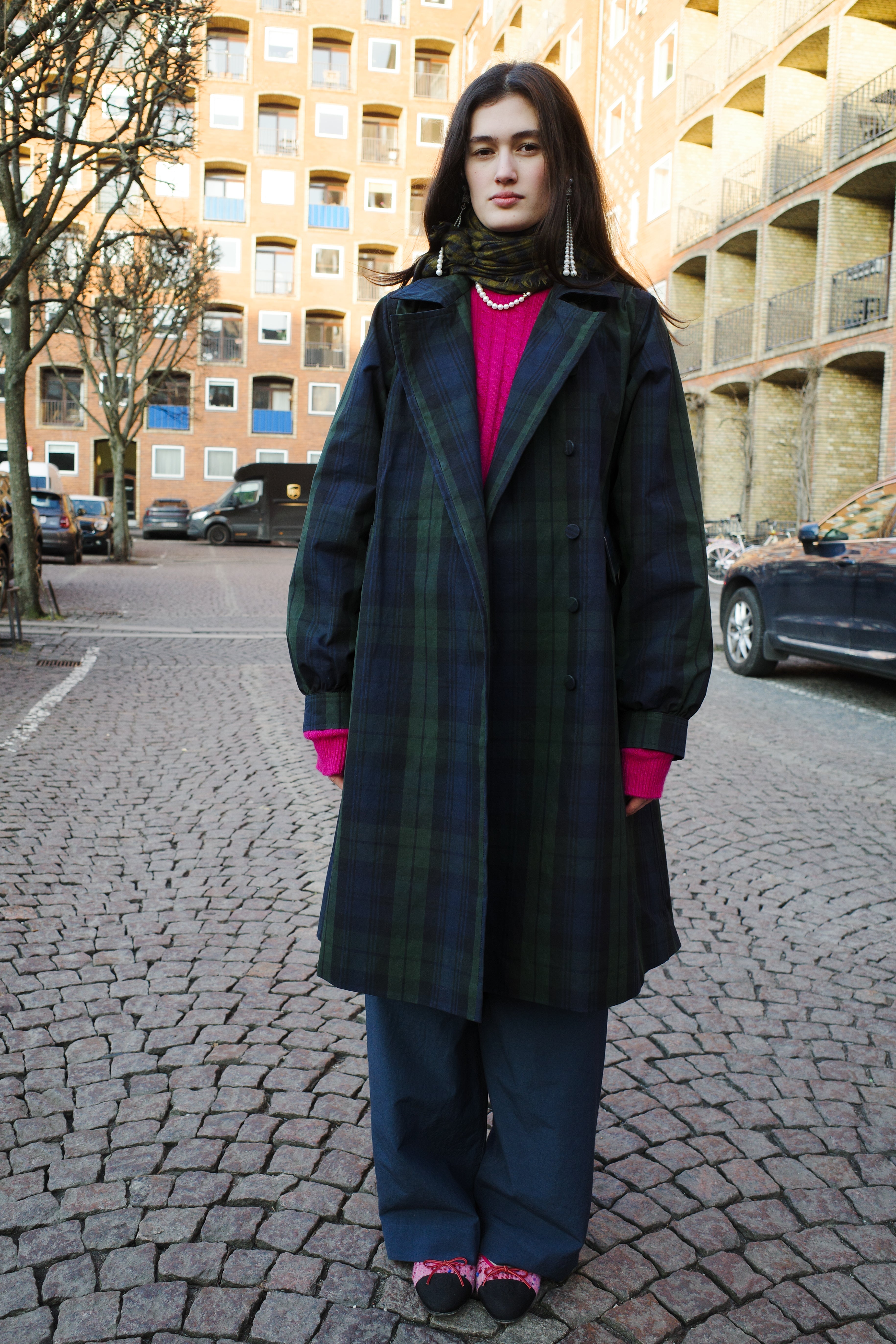 Vivian Coat - Hybrid Aero Waxed Cotton - Green and black check