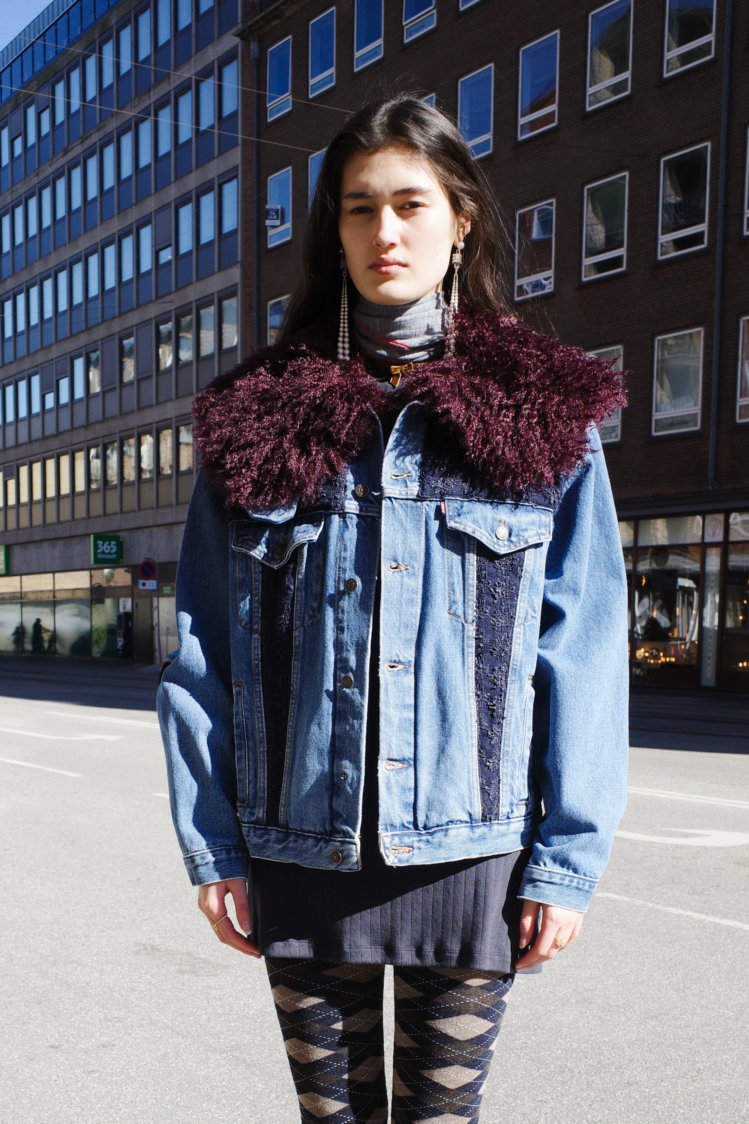 Upcycled Denim Jacket with deadstock Chanel fabric