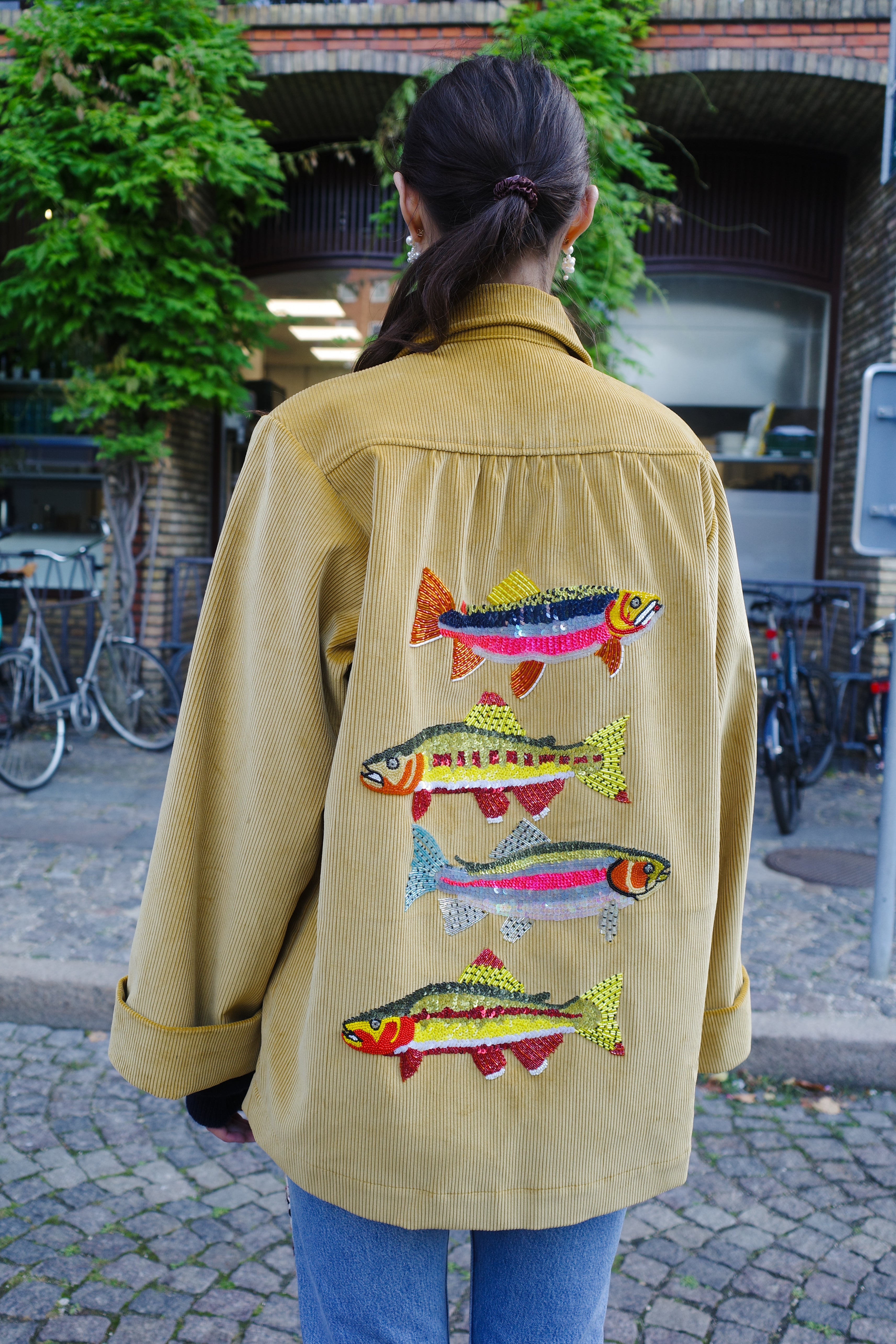 Ana Coat – corduroy fish embroidery