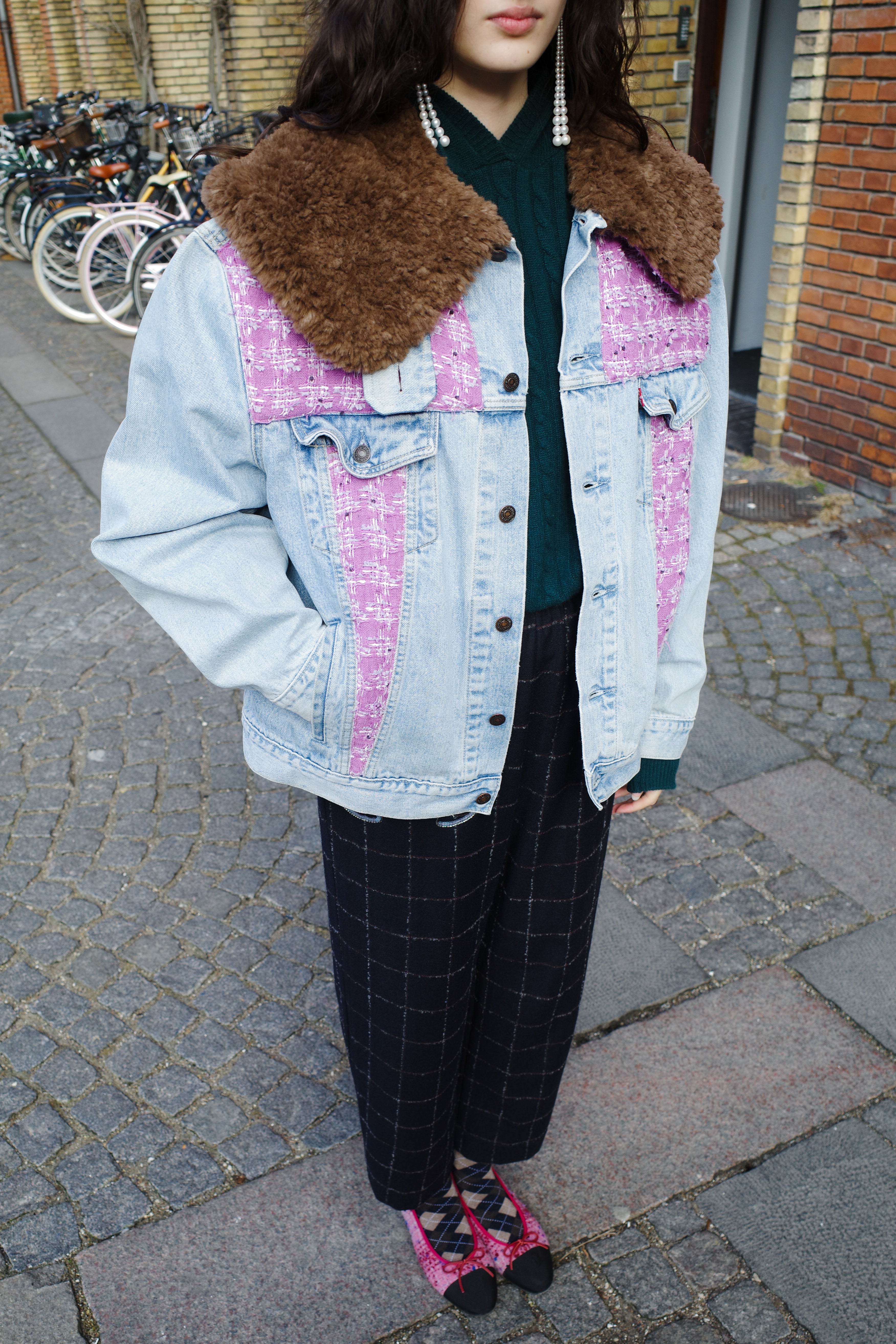 Upcycled Denim Jacket with deadstock Chanel fabric