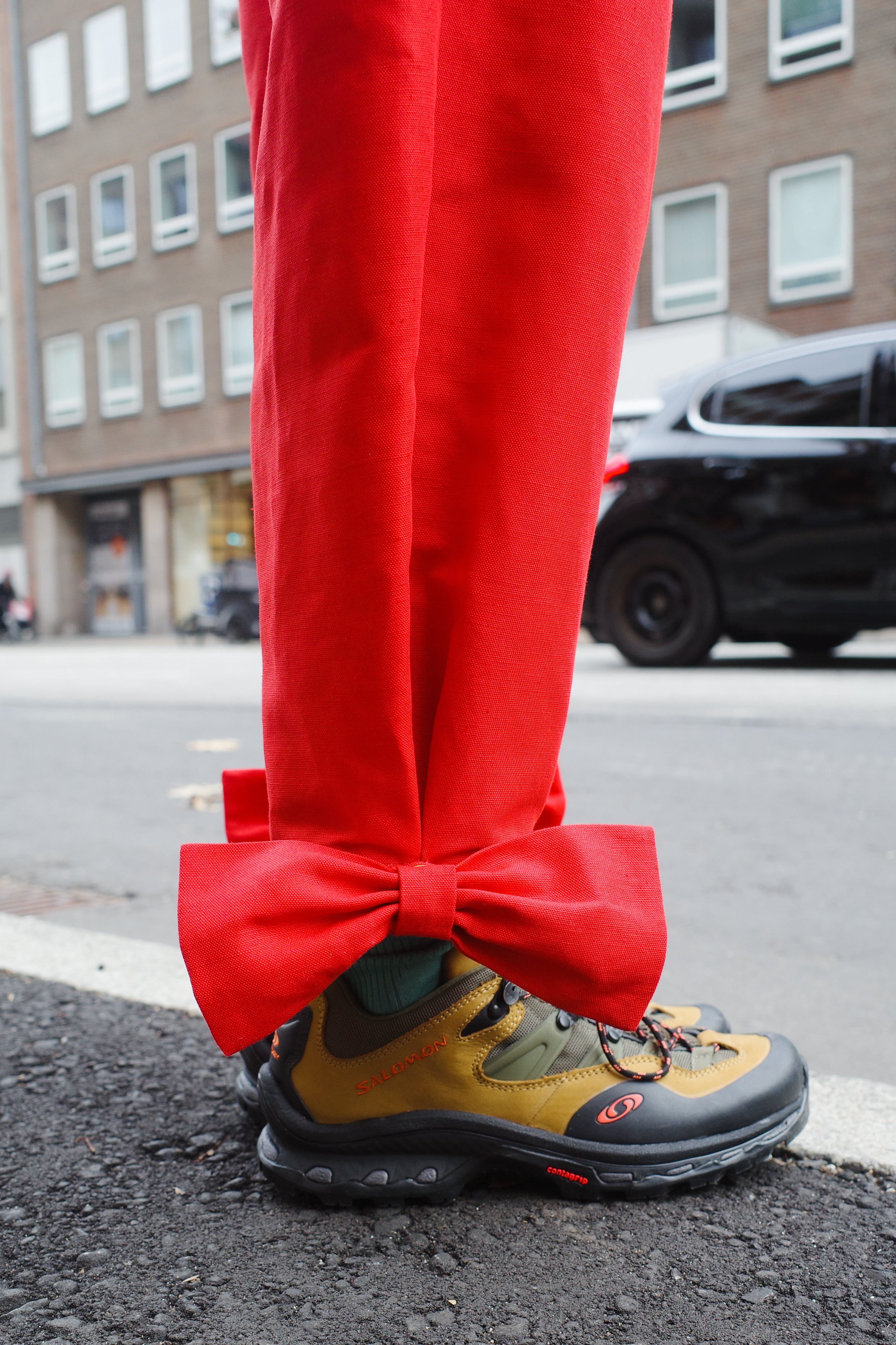 Coco Pants with Bows Red Linen