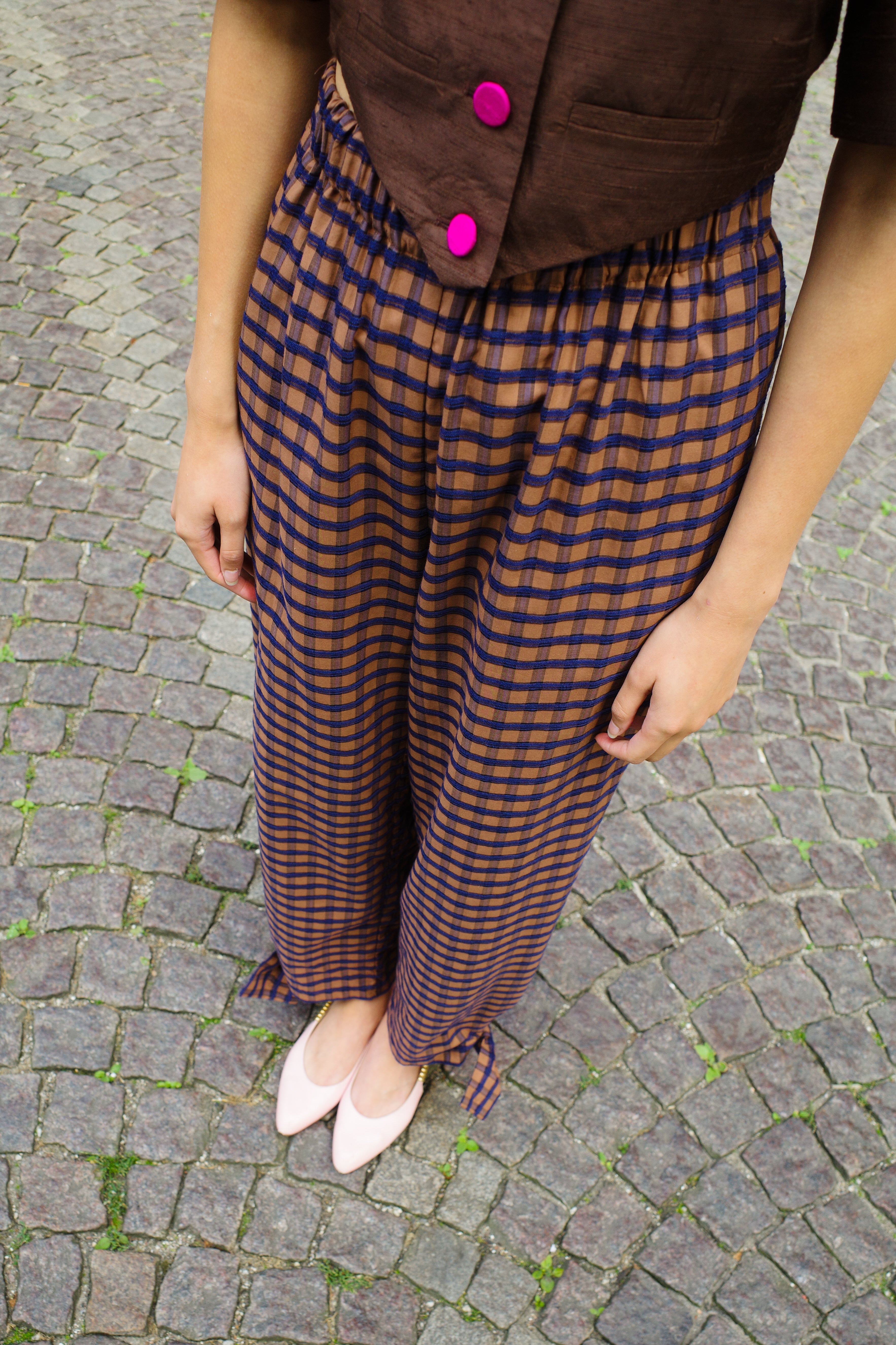 Coco Pants w. Bows Cotton Brown/Blue Check