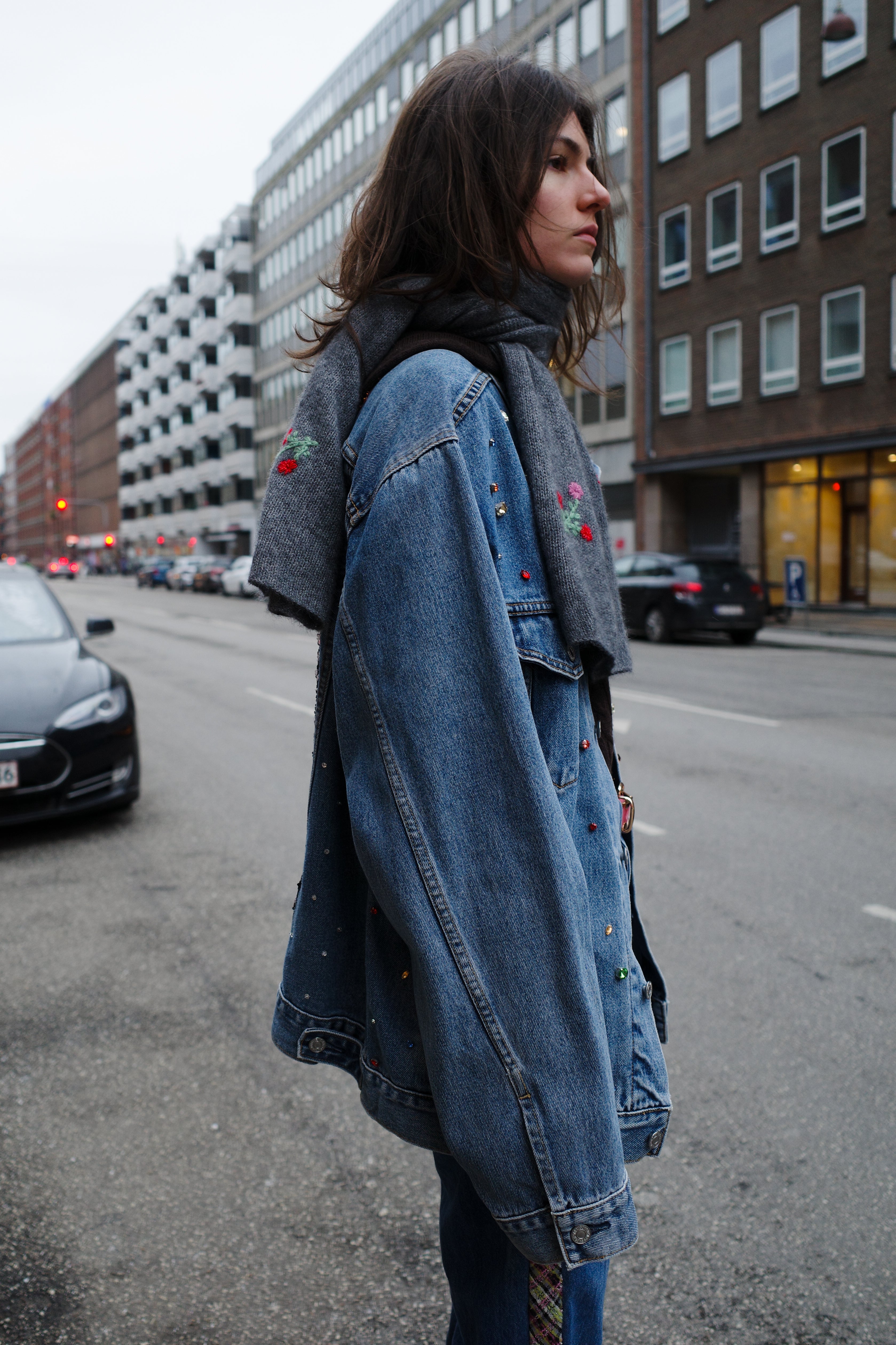 Upcycled Denim Jacket - Circus Clowns