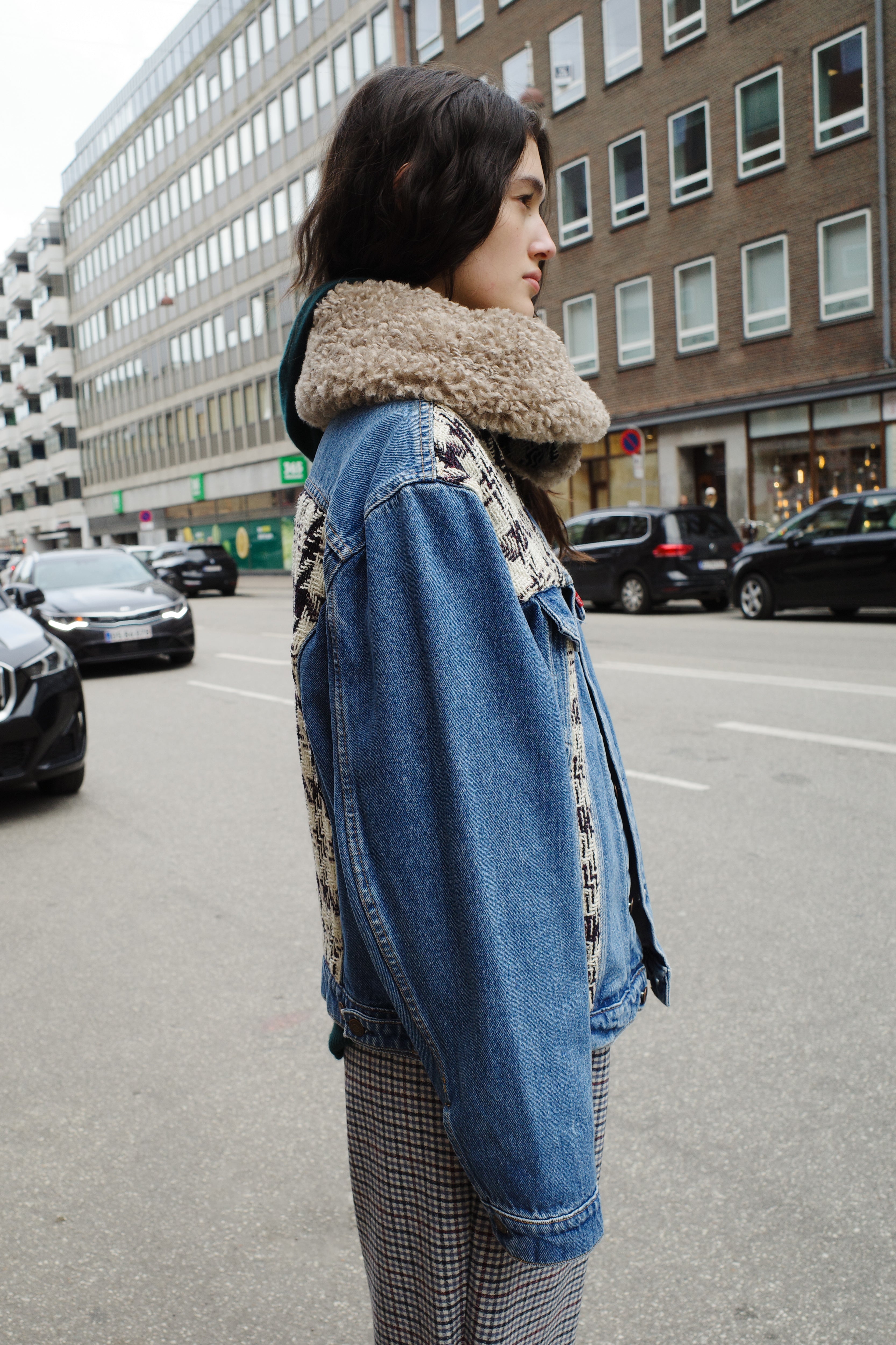 Upcycled Denim Jacket with deadstock Chanel fabric