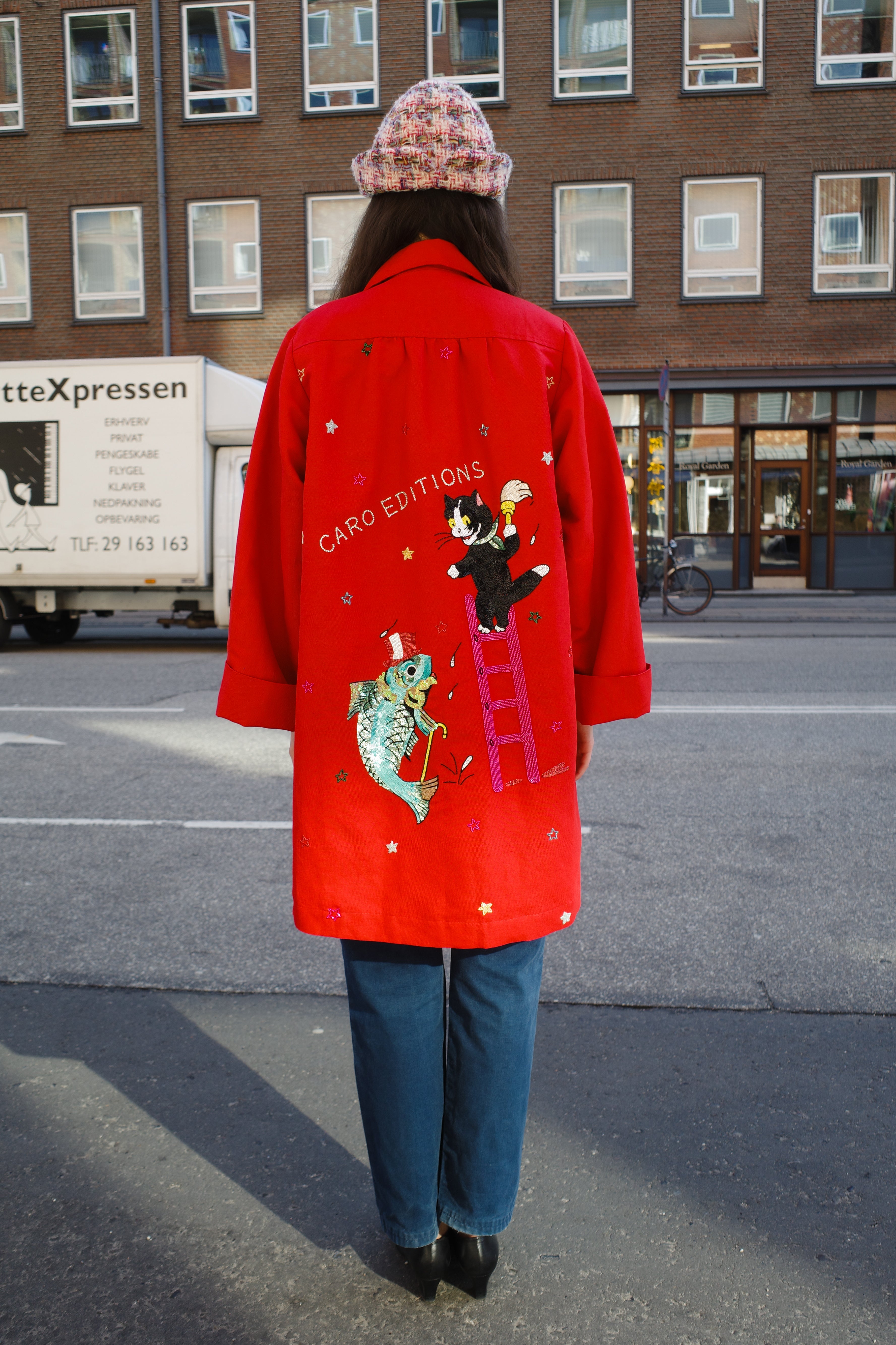 ANNA COAT COTTON RED - CAT ON LADDER