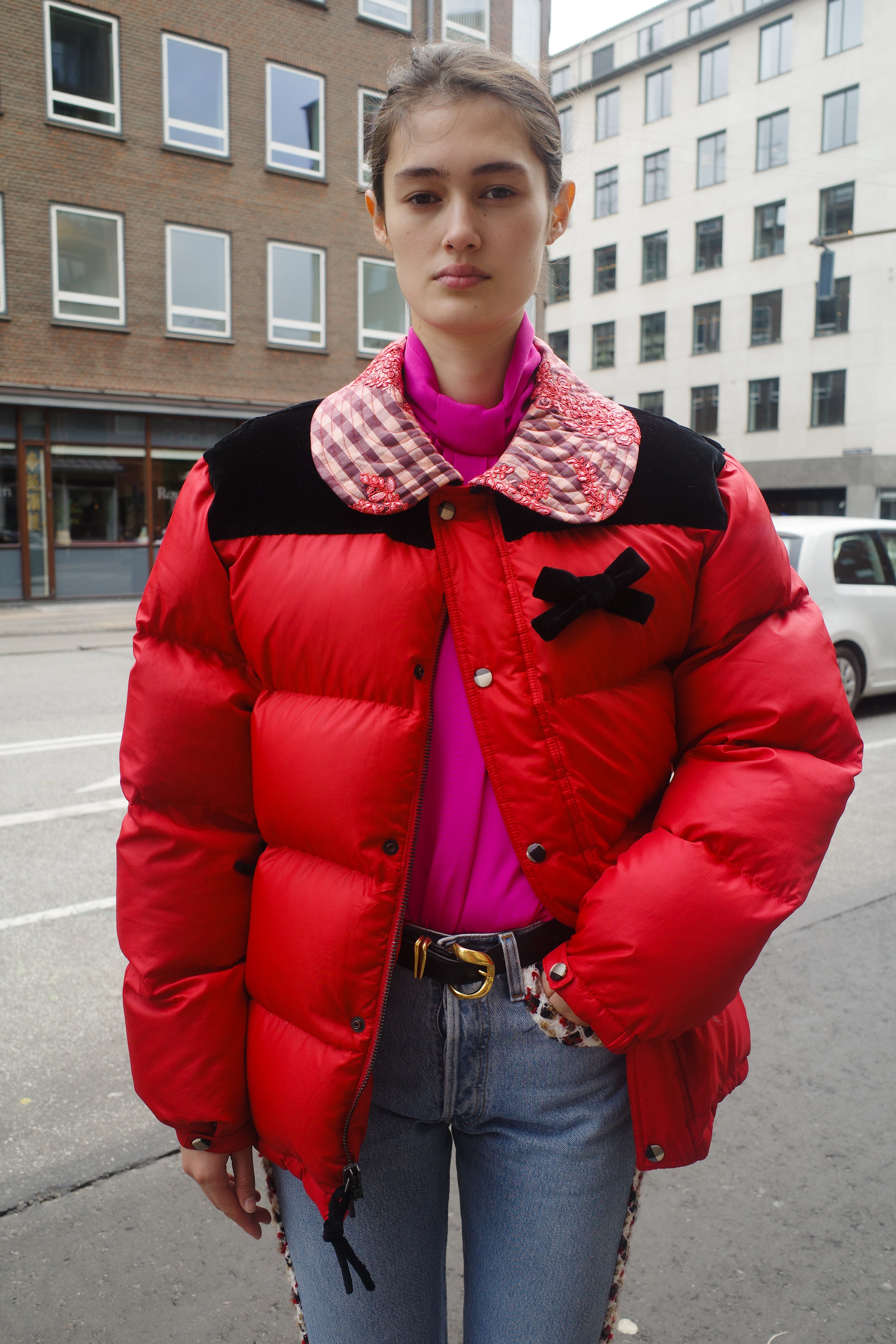 UPCYKLED caro puffer jacket