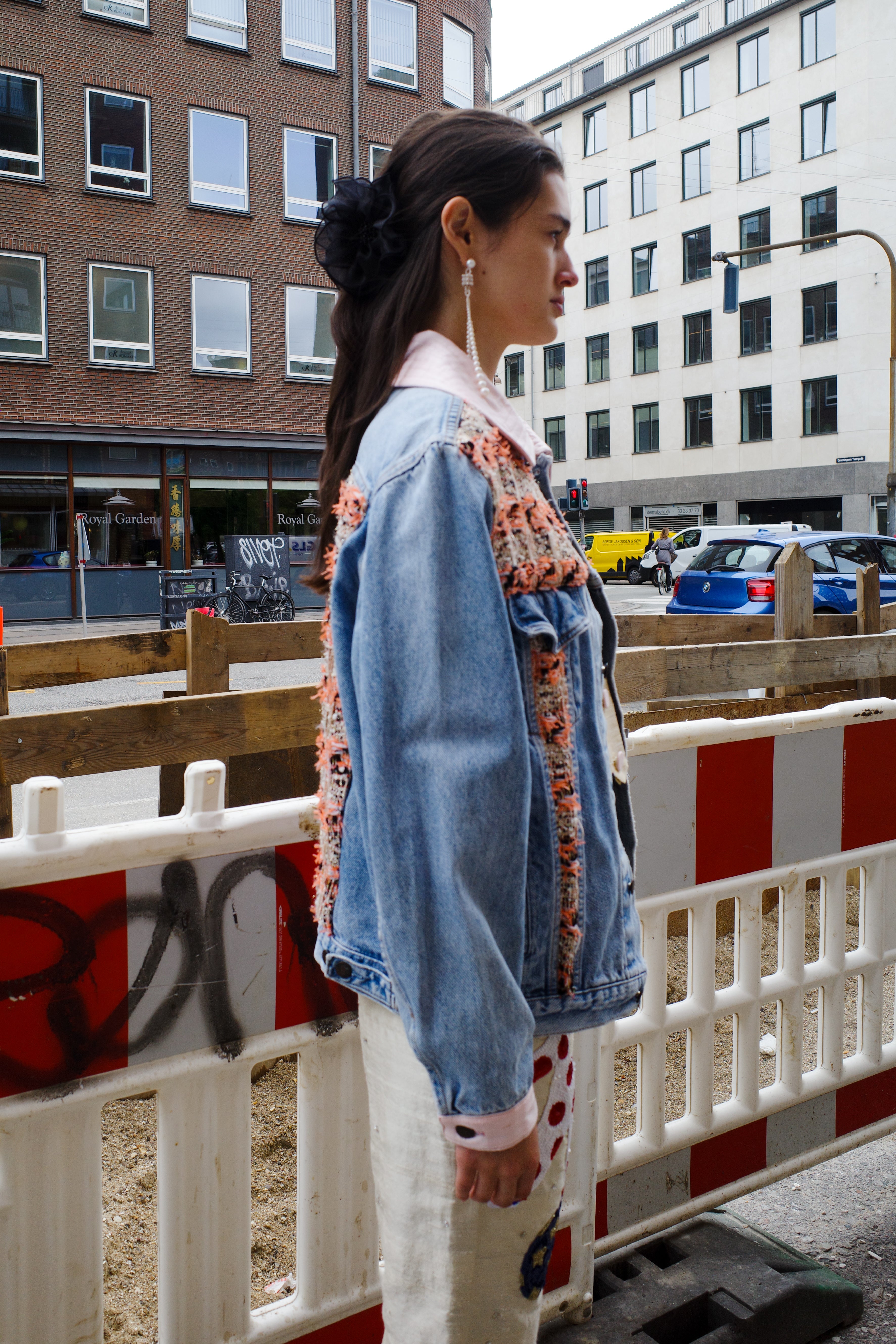 Upcycled Denim Jacket with deadstock Chanel fabric