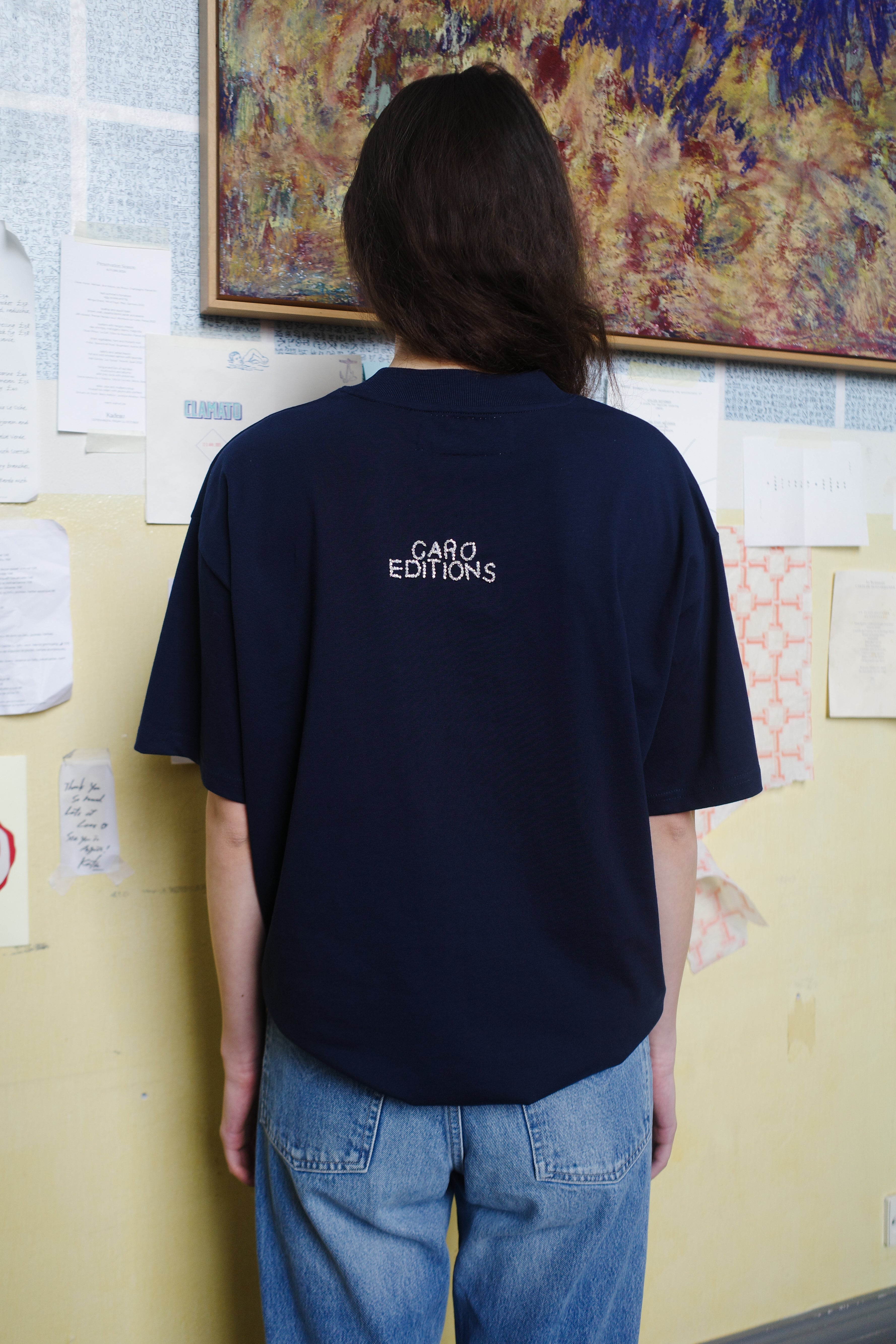 FREDDIE T-SHIRT COTTON NAVY - CAT ON LADDER