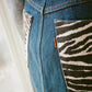 Upcycled Denim skirt - Dark Brown Zebra