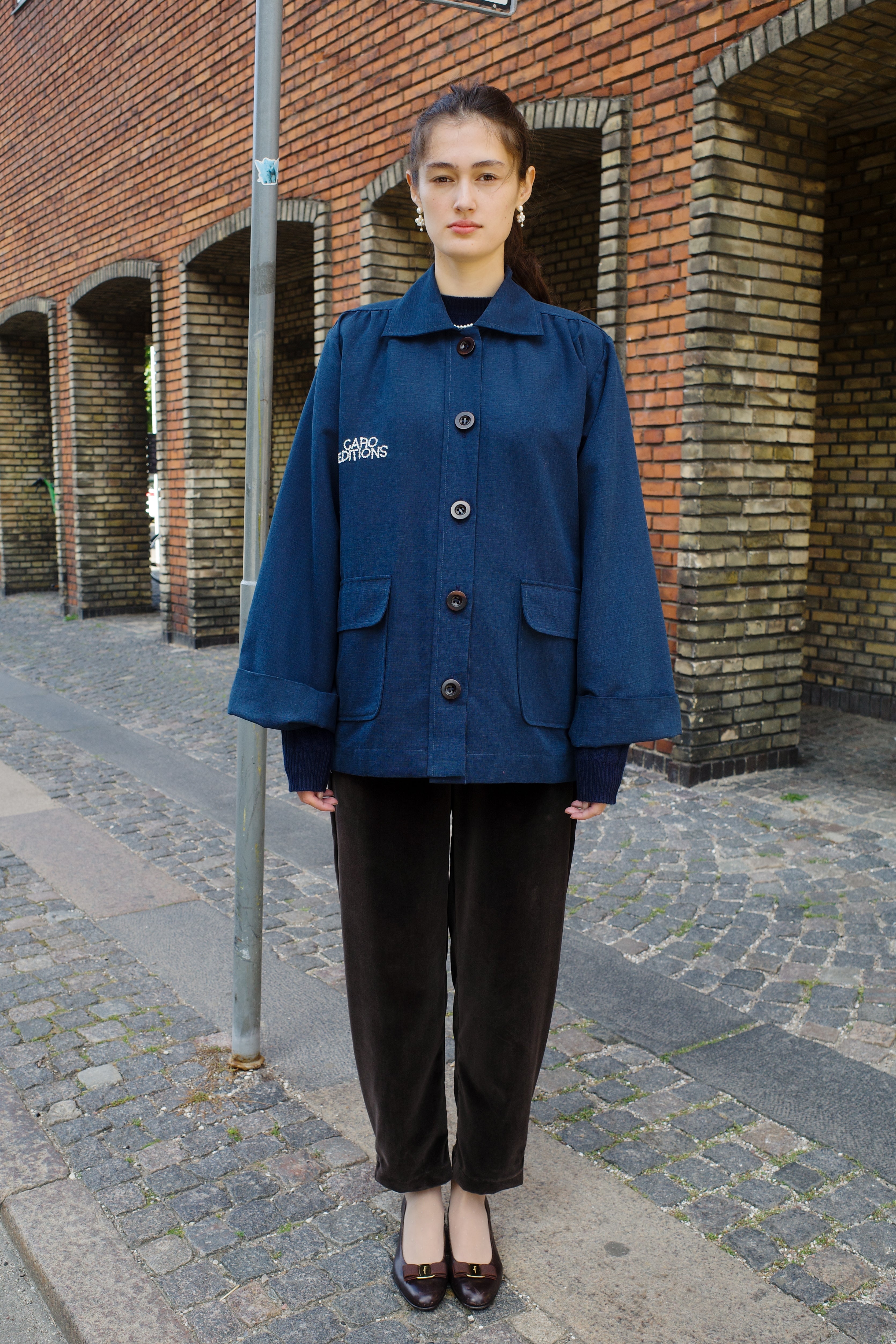 Ana Coat – Navy Blue Cotton Linen