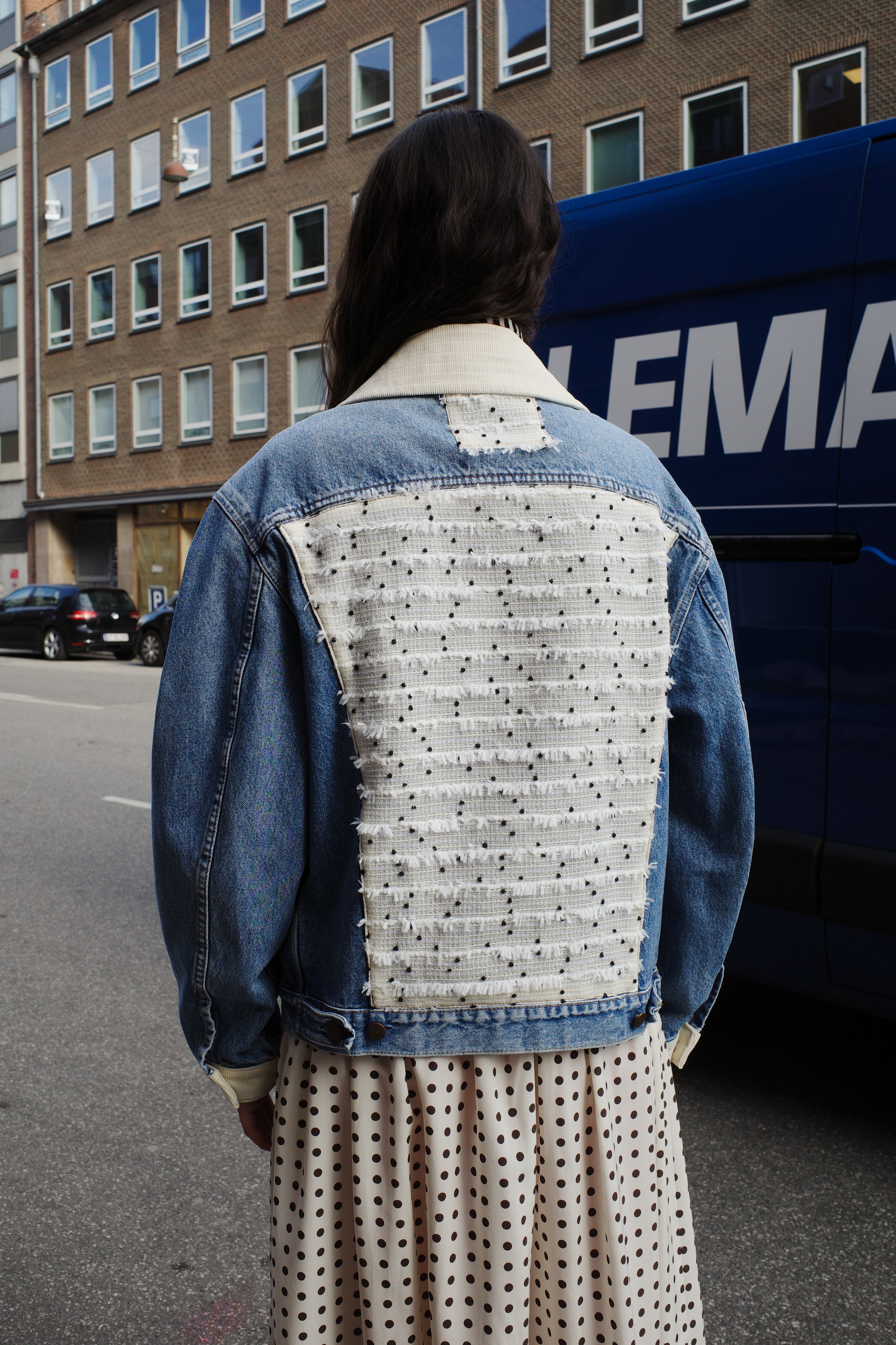 Upcycled Denim Jacket with deadstock Chanel fabric
