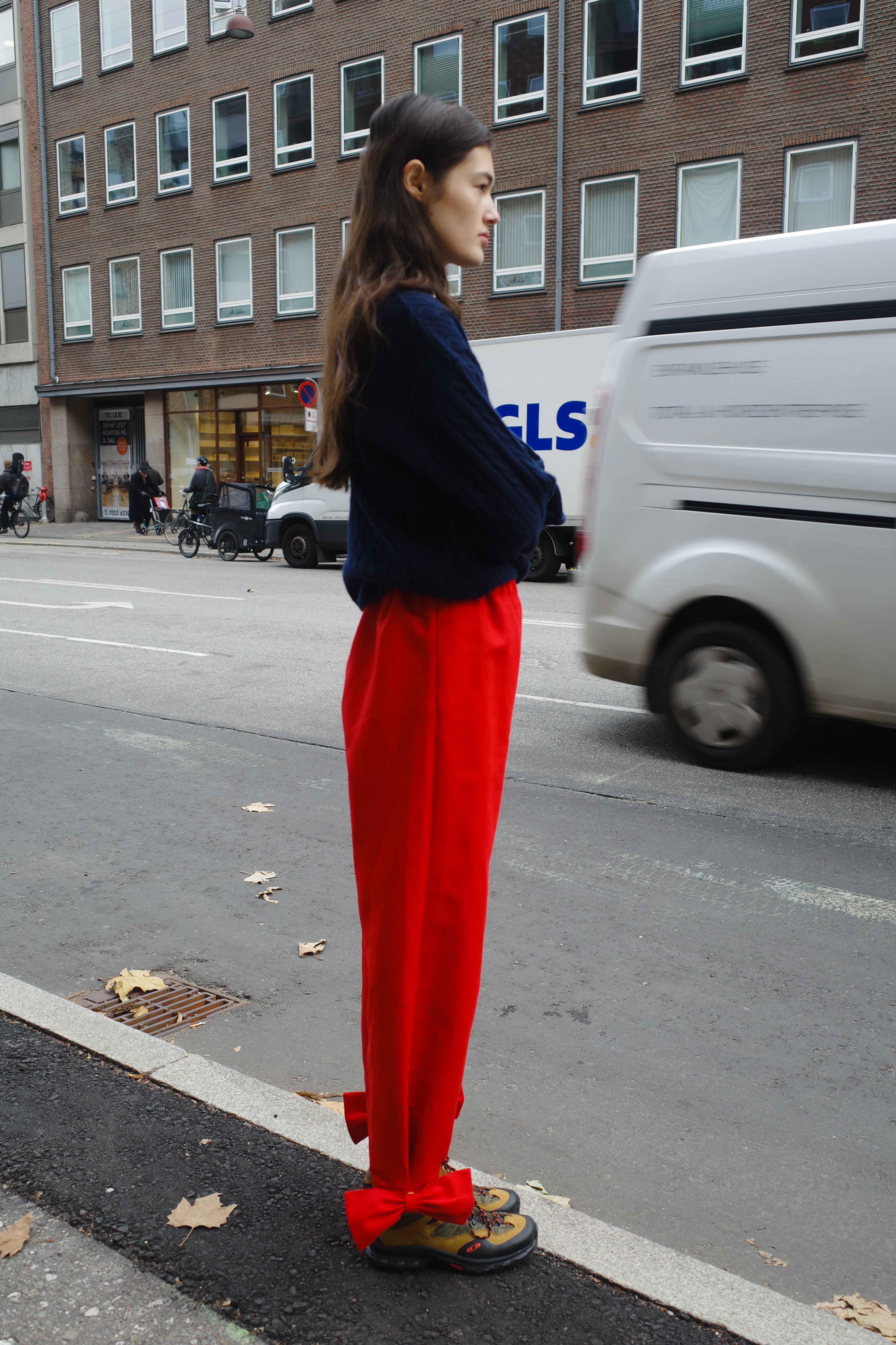 Coco Pants with Bows Red Linen