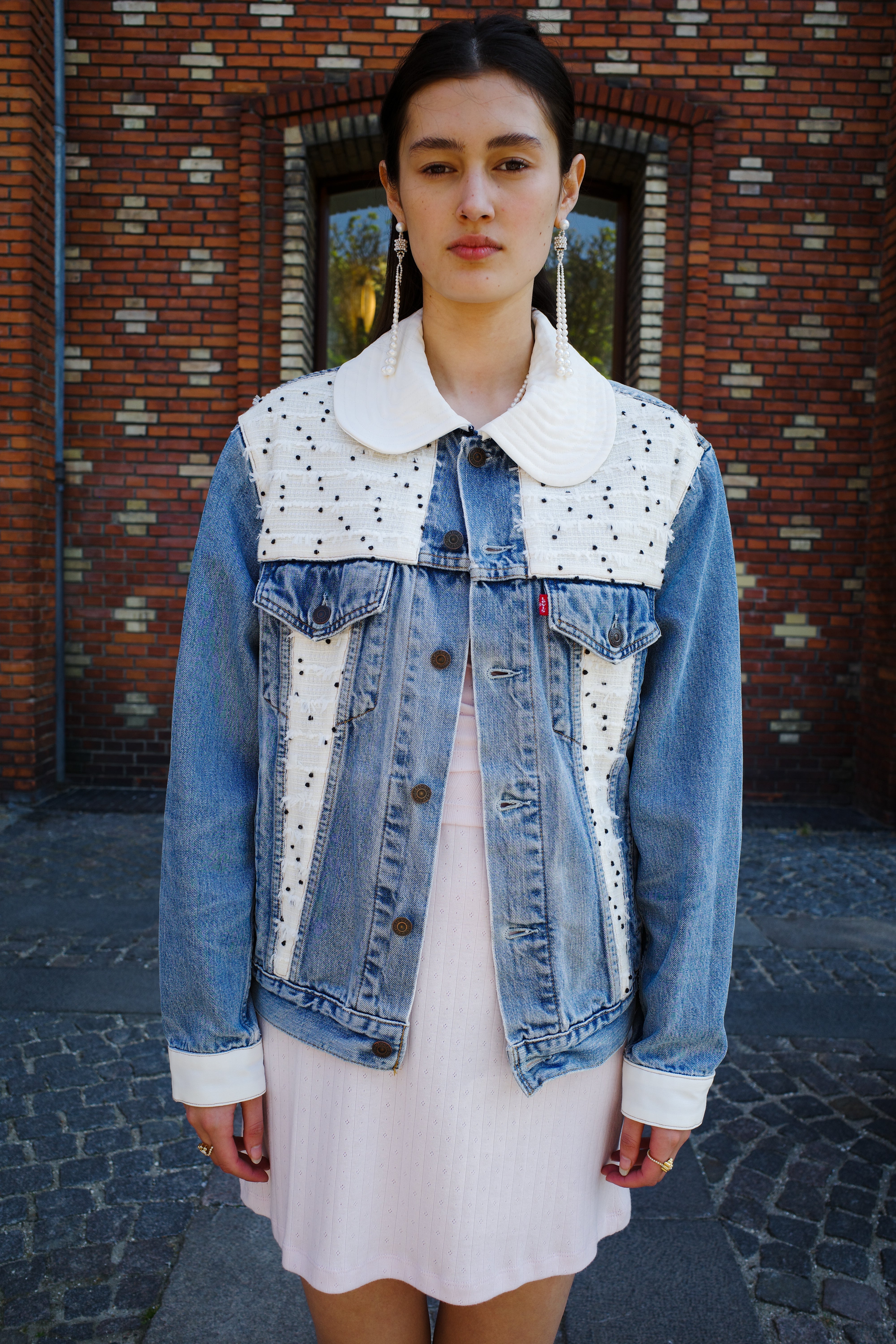 Upcycled Denim Jacket with deadstock Chanel fabric