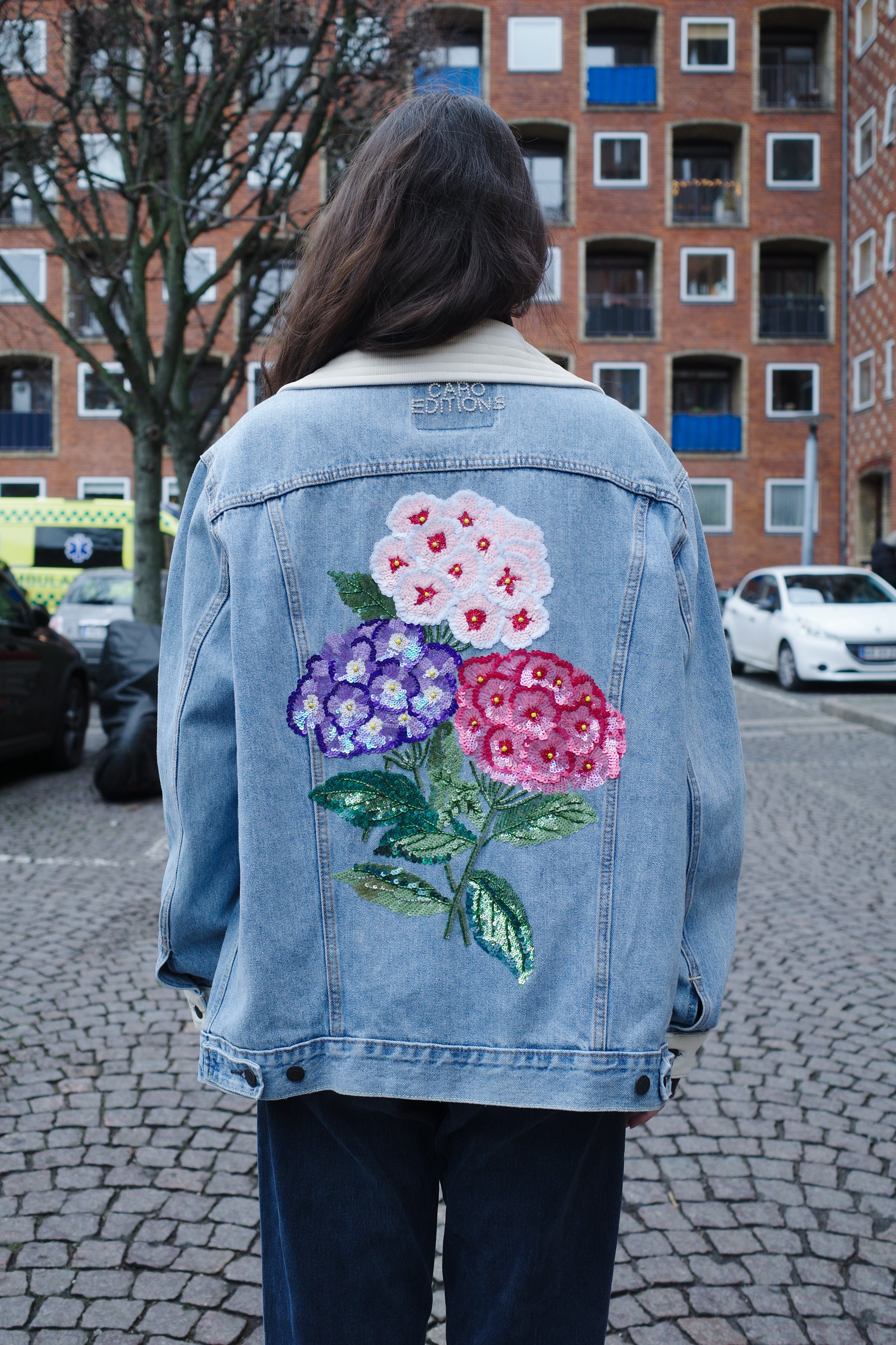 DENIM JACKET FLOWER EMBROIDERY FLORAL