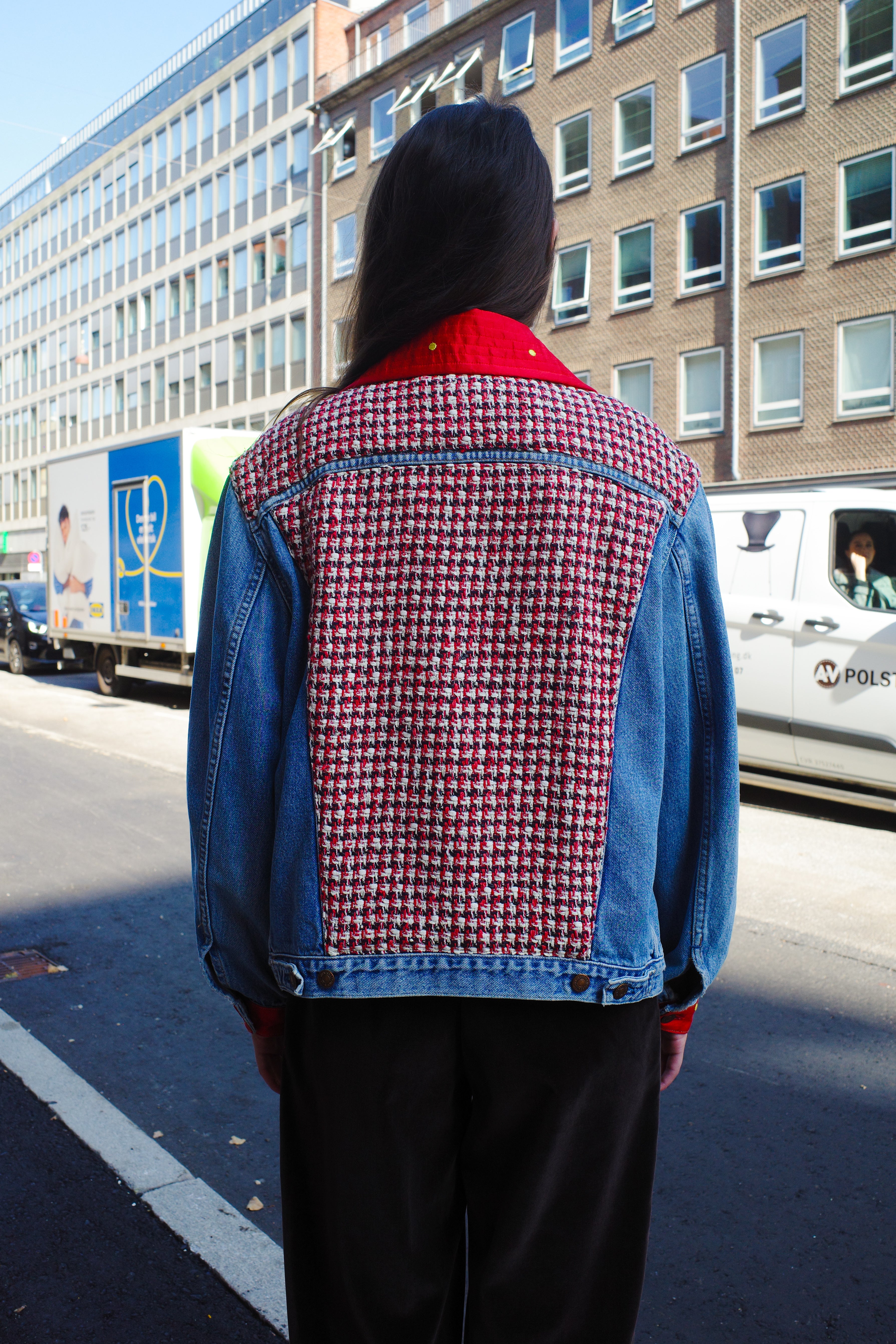 Upcycled Denim Jacket with deadstock Chanel fabric