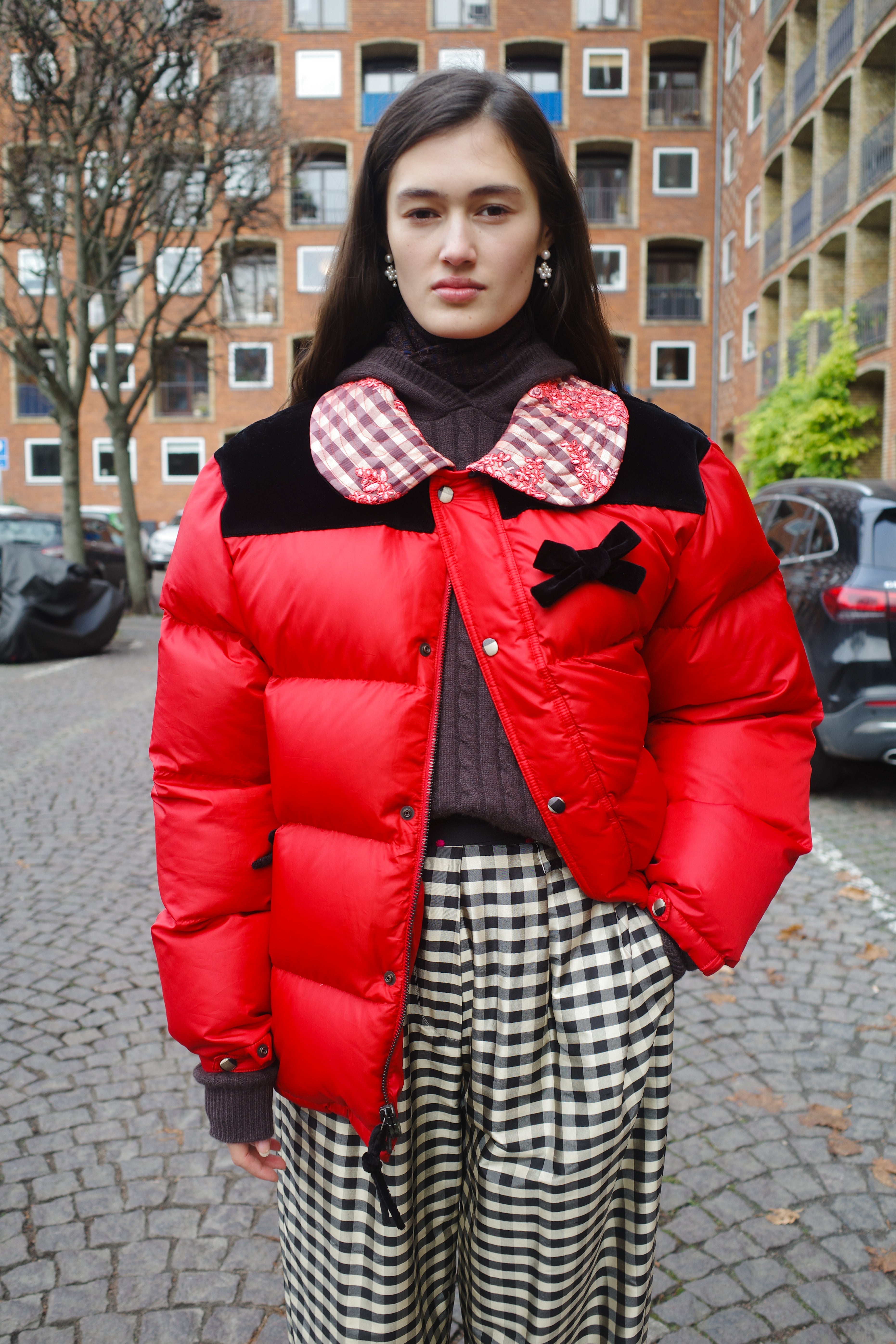 UPCYCLED caro puffer jacket