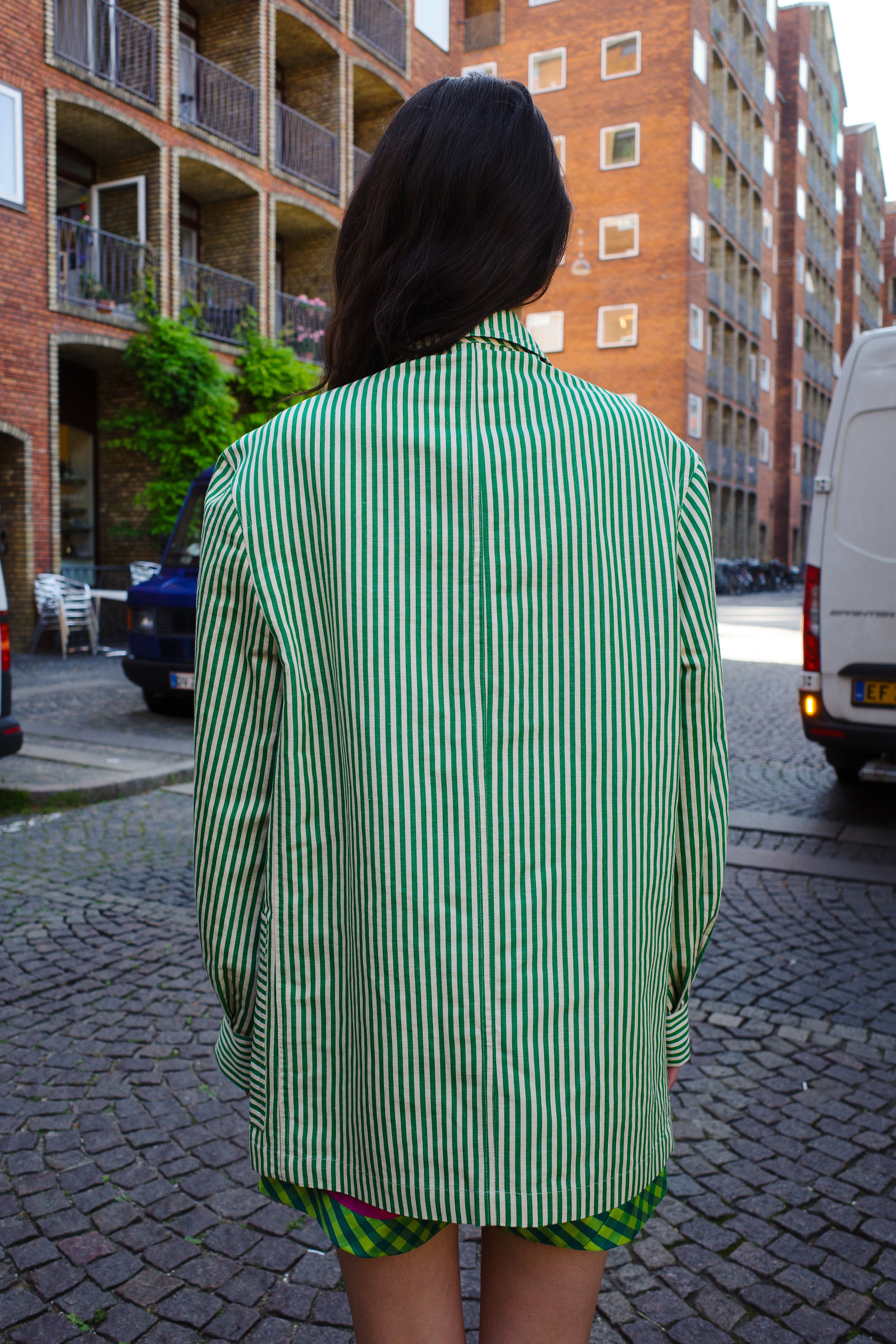 Frederik Jacket Helena Blanche Green/White Stripe