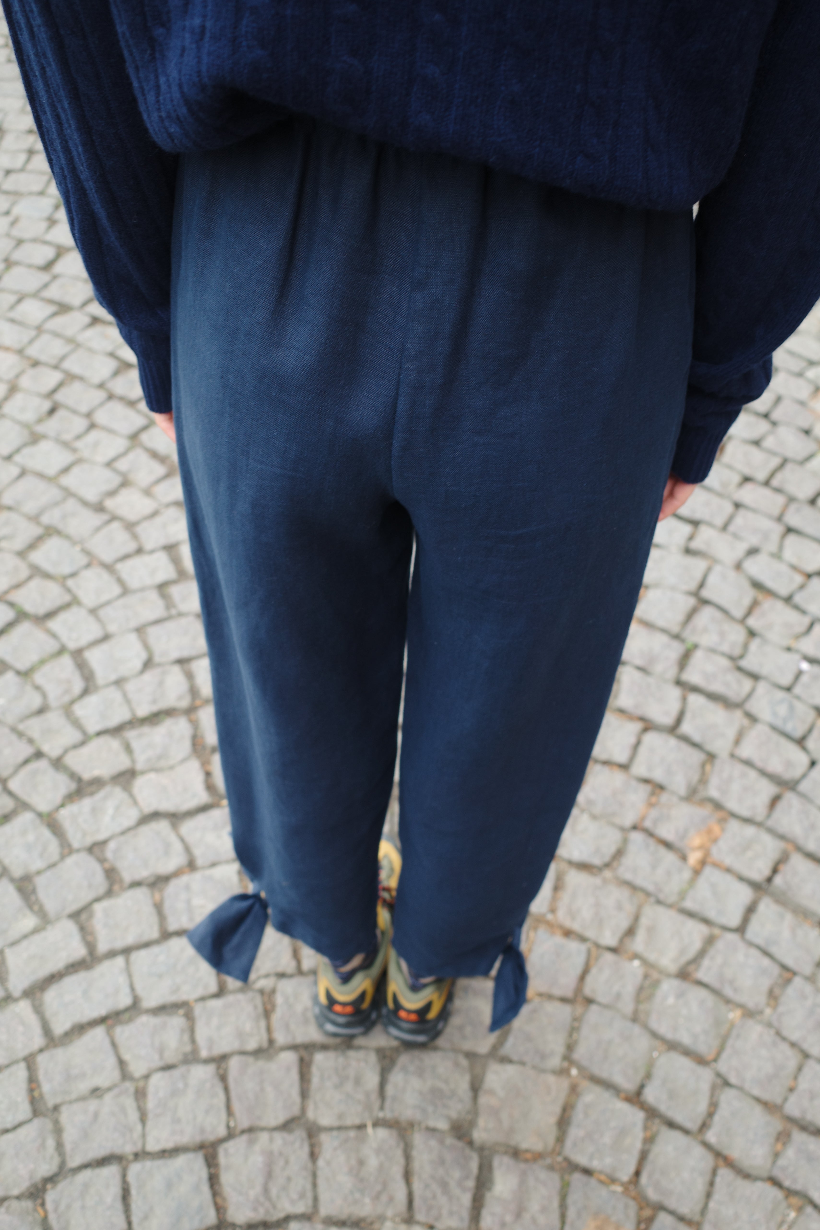 Coco Pants w. Bows Textiles Linen Navy