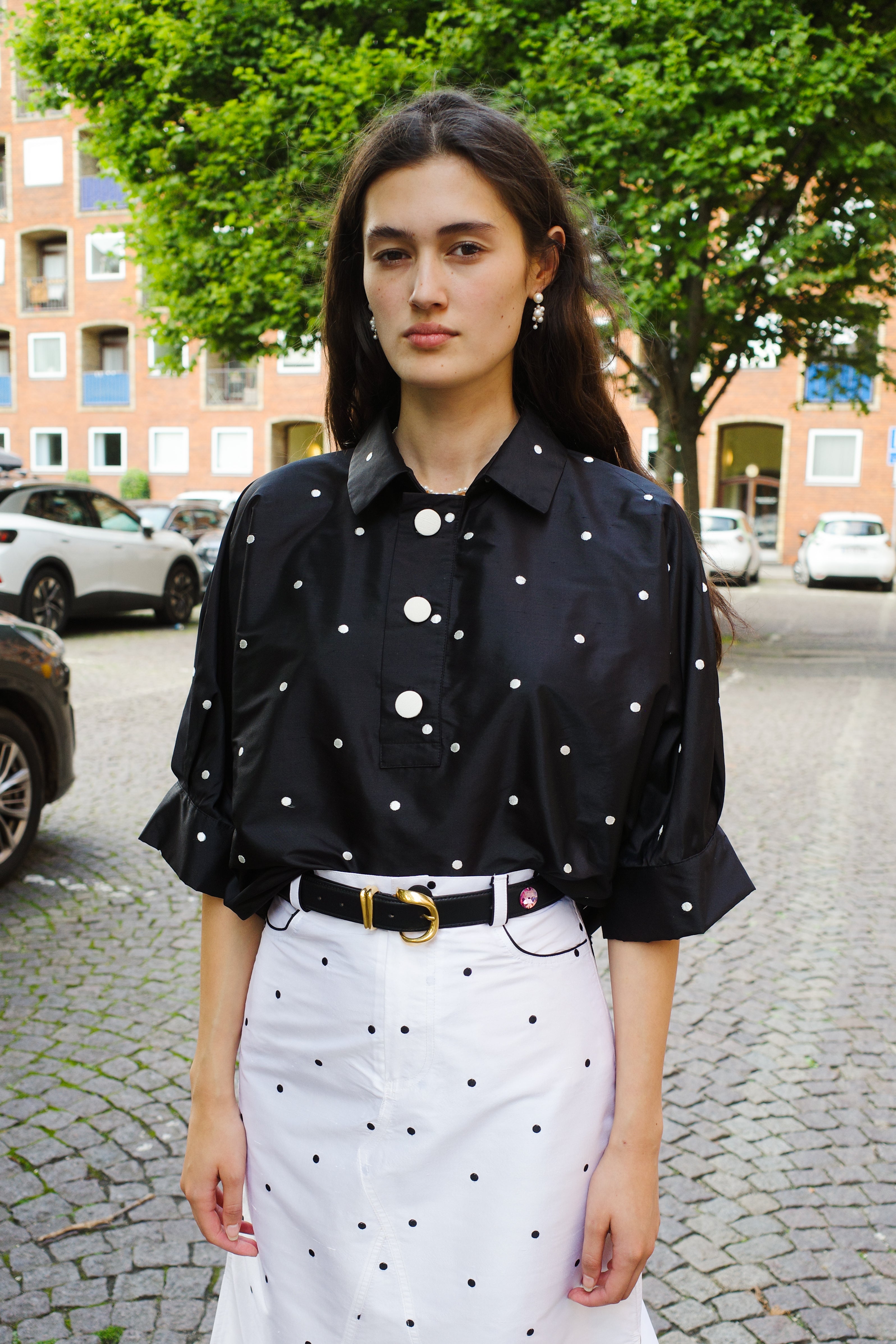 Lisbeth Blouse Black silk dot