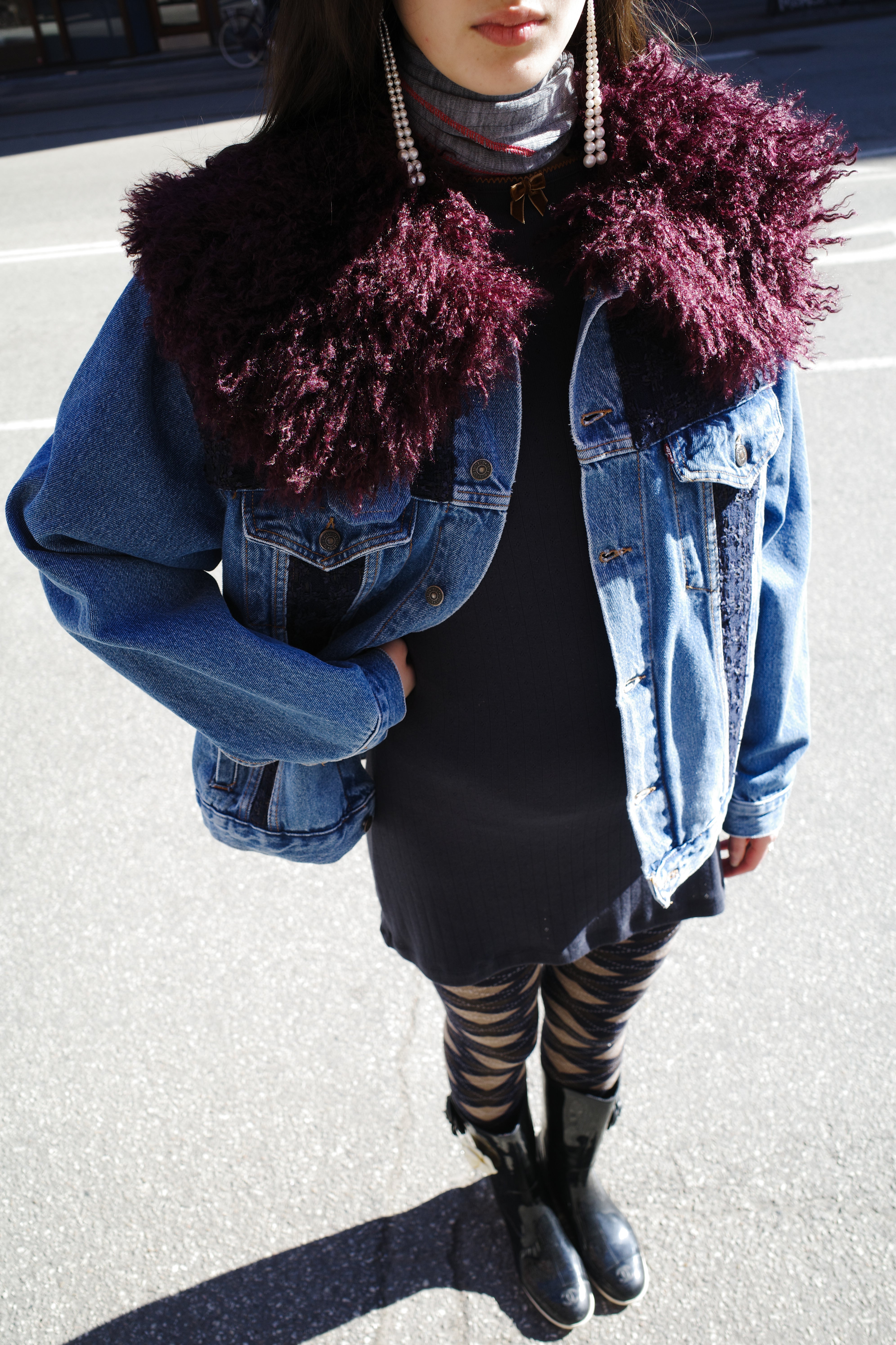 Upcycled Denim Jacket with deadstock Chanel fabric