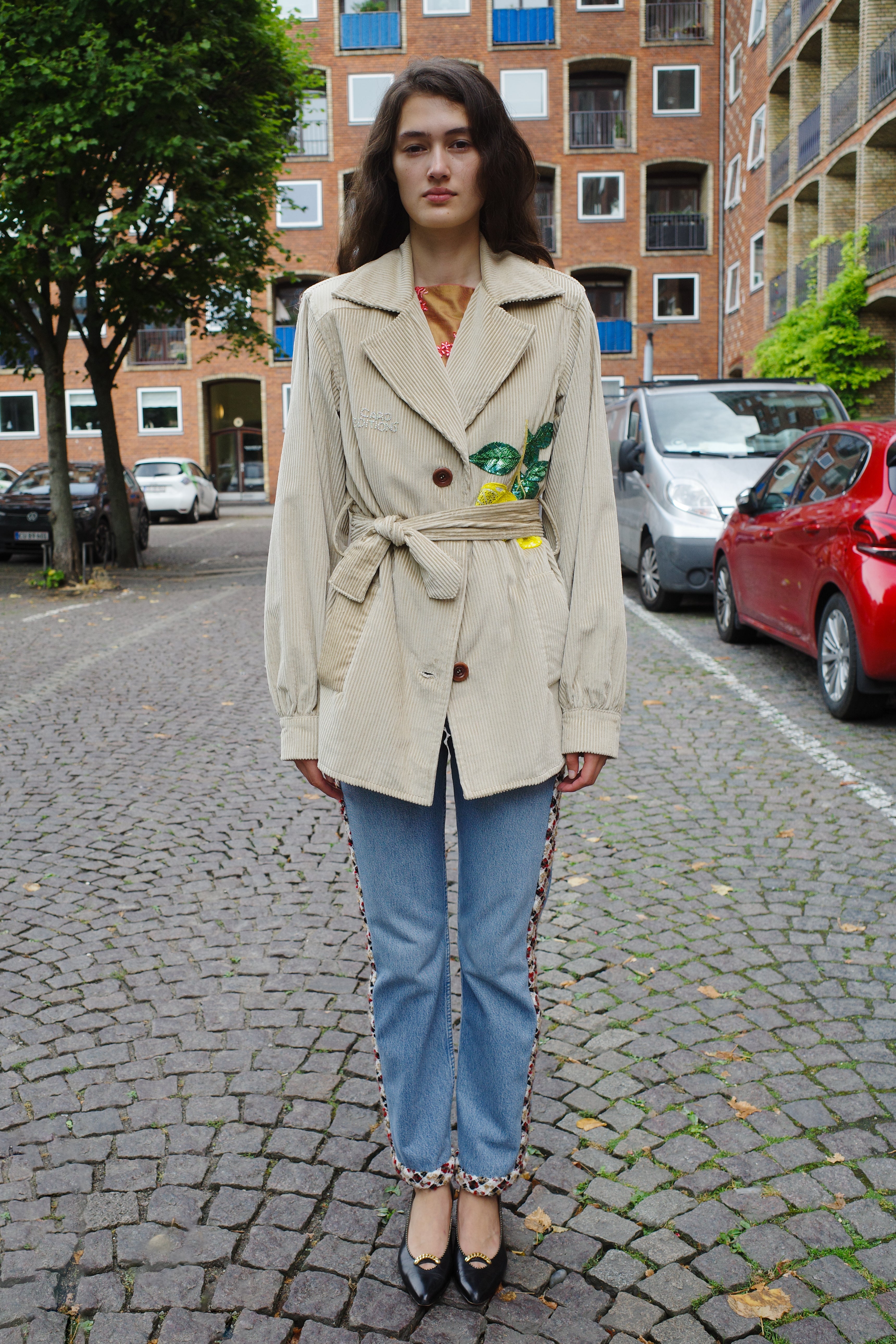 Corduroy Coco Jacket lemon embroidery