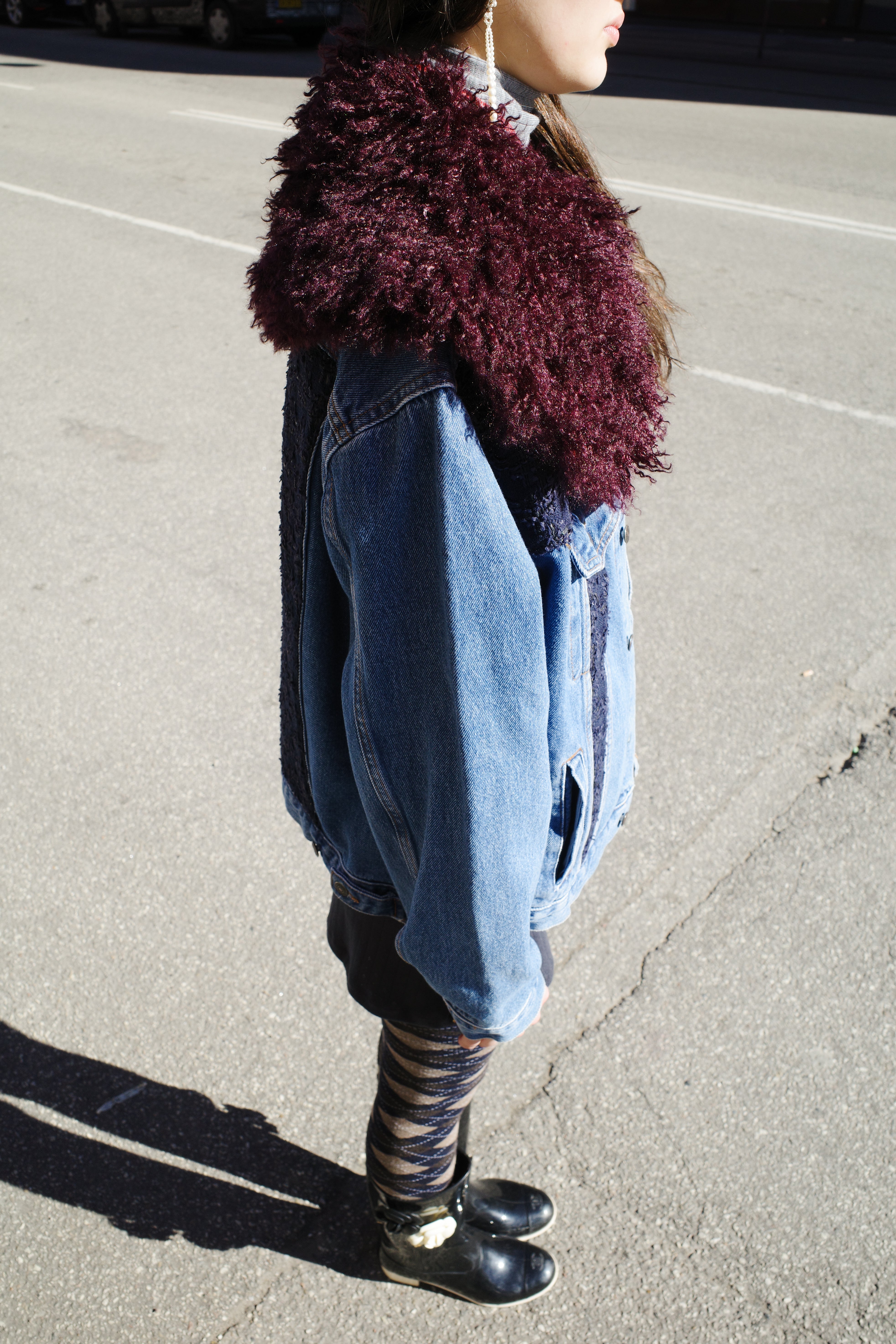 Upcycled Denim Jacket with deadstock Chanel fabric