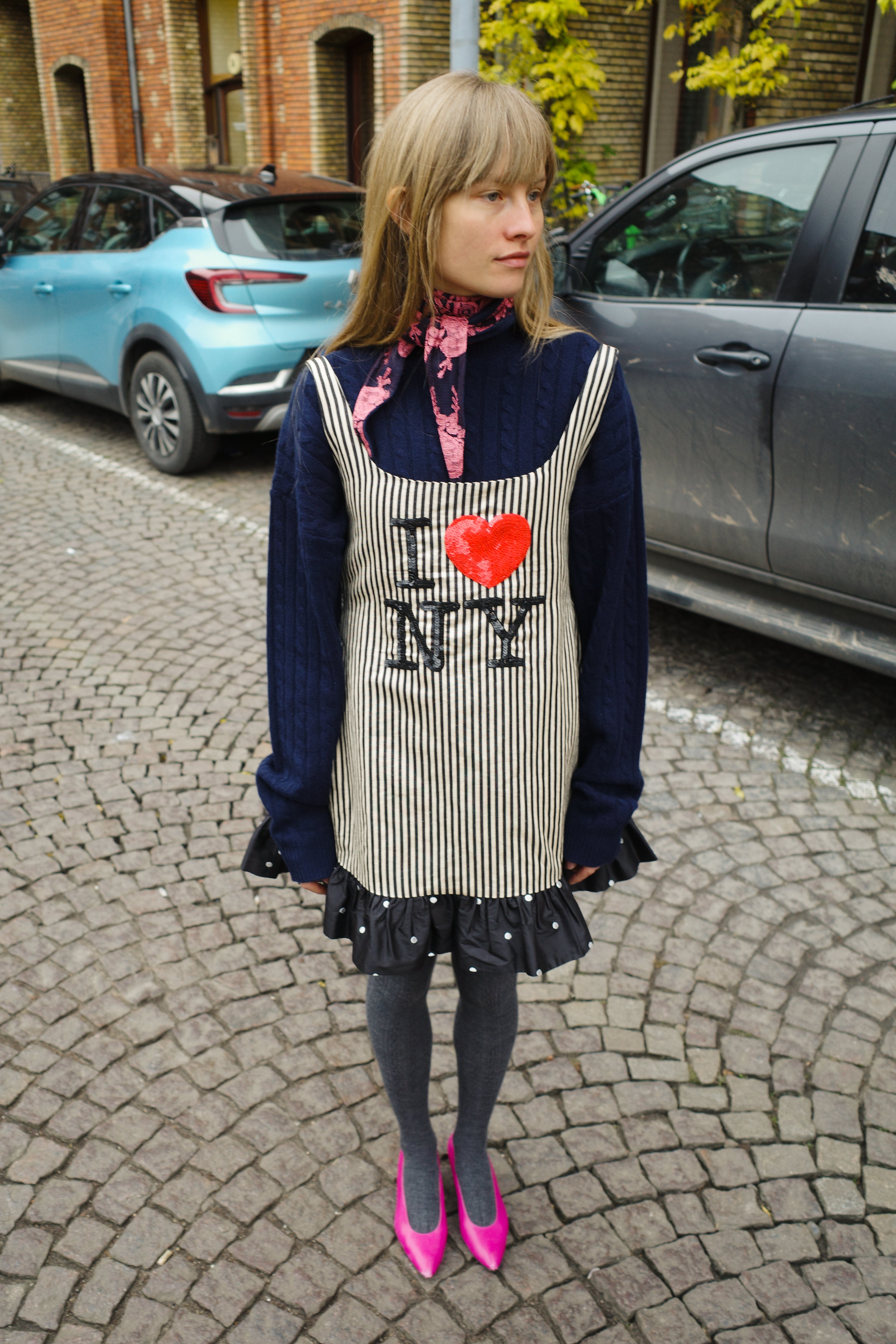 NINA DRESS LINEN MIX / SILK BLACK / WHITE STRIPES