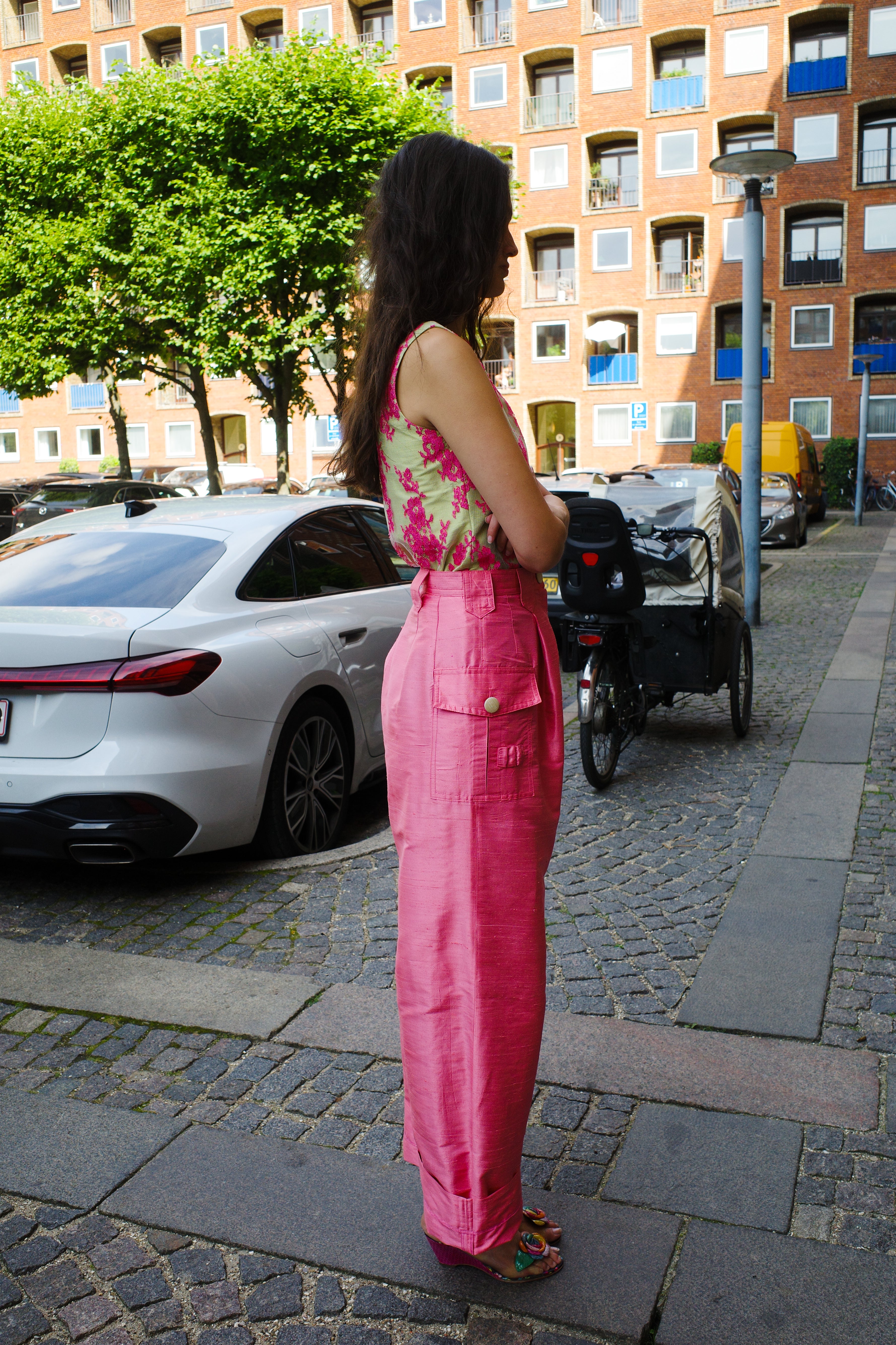 Beatrice Pants pink silk