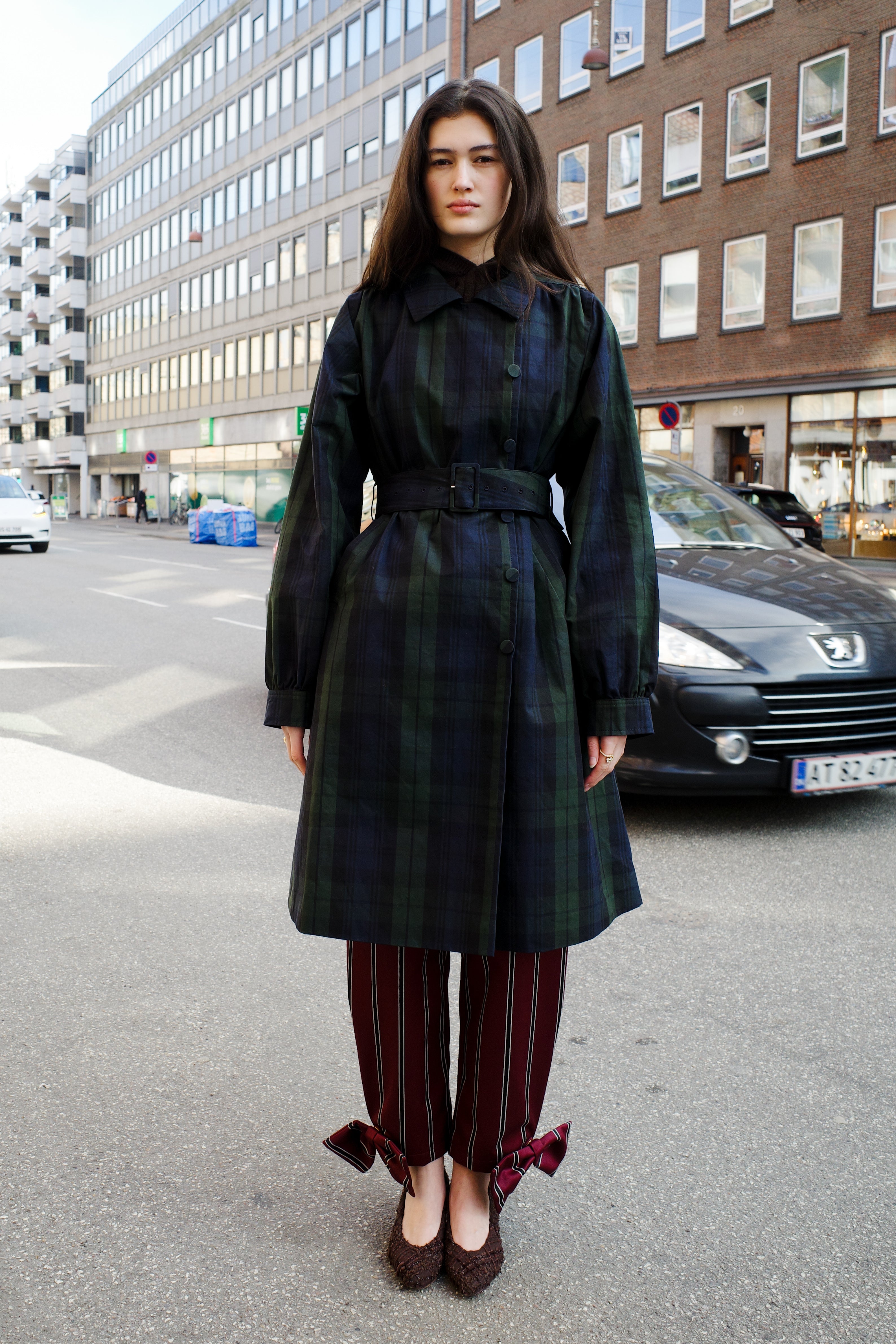 Vivian Coat - Hybrid Aero Waxed Cotton - Green and black check