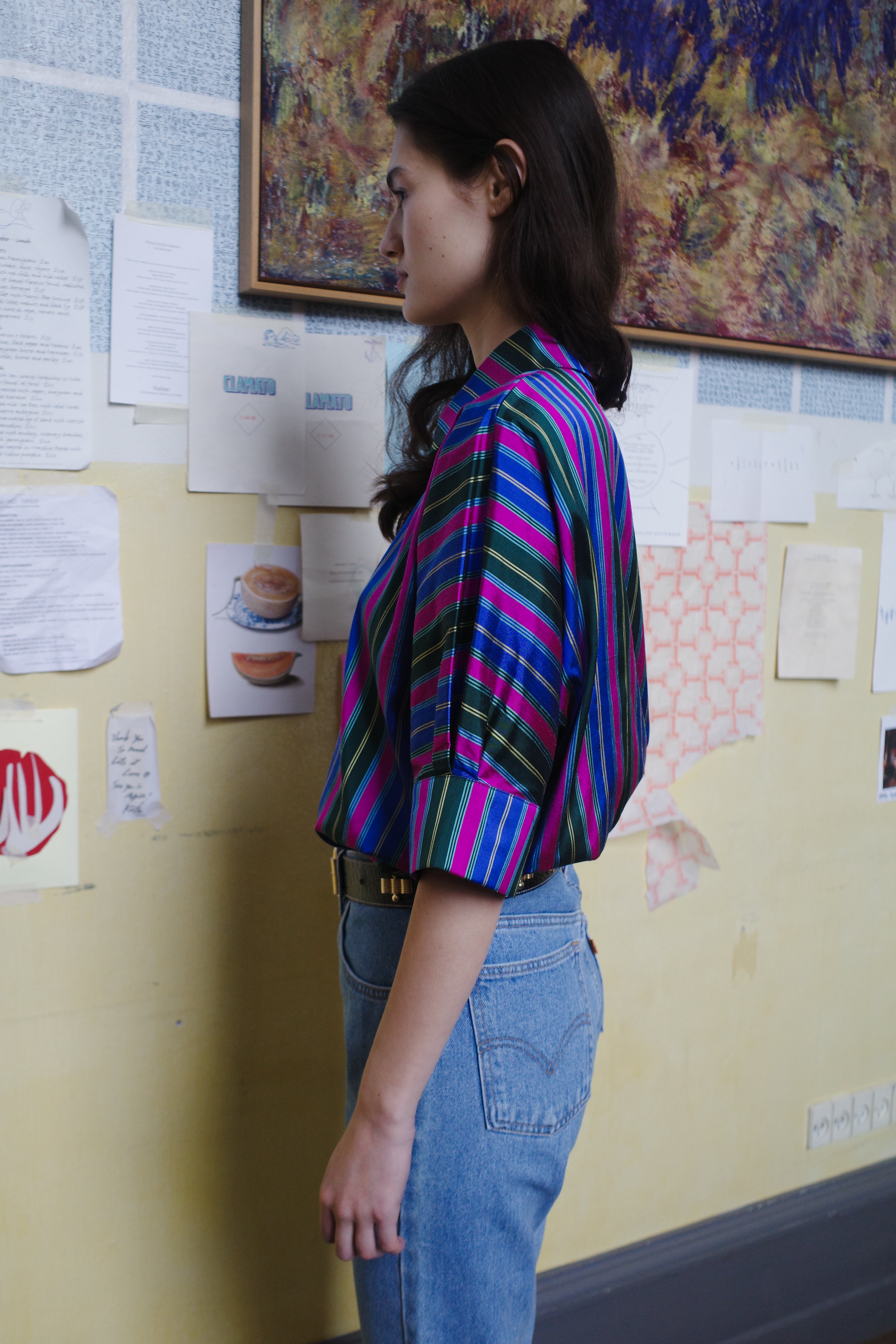 LISBETH BLOUSE SILK BIG STRIPES