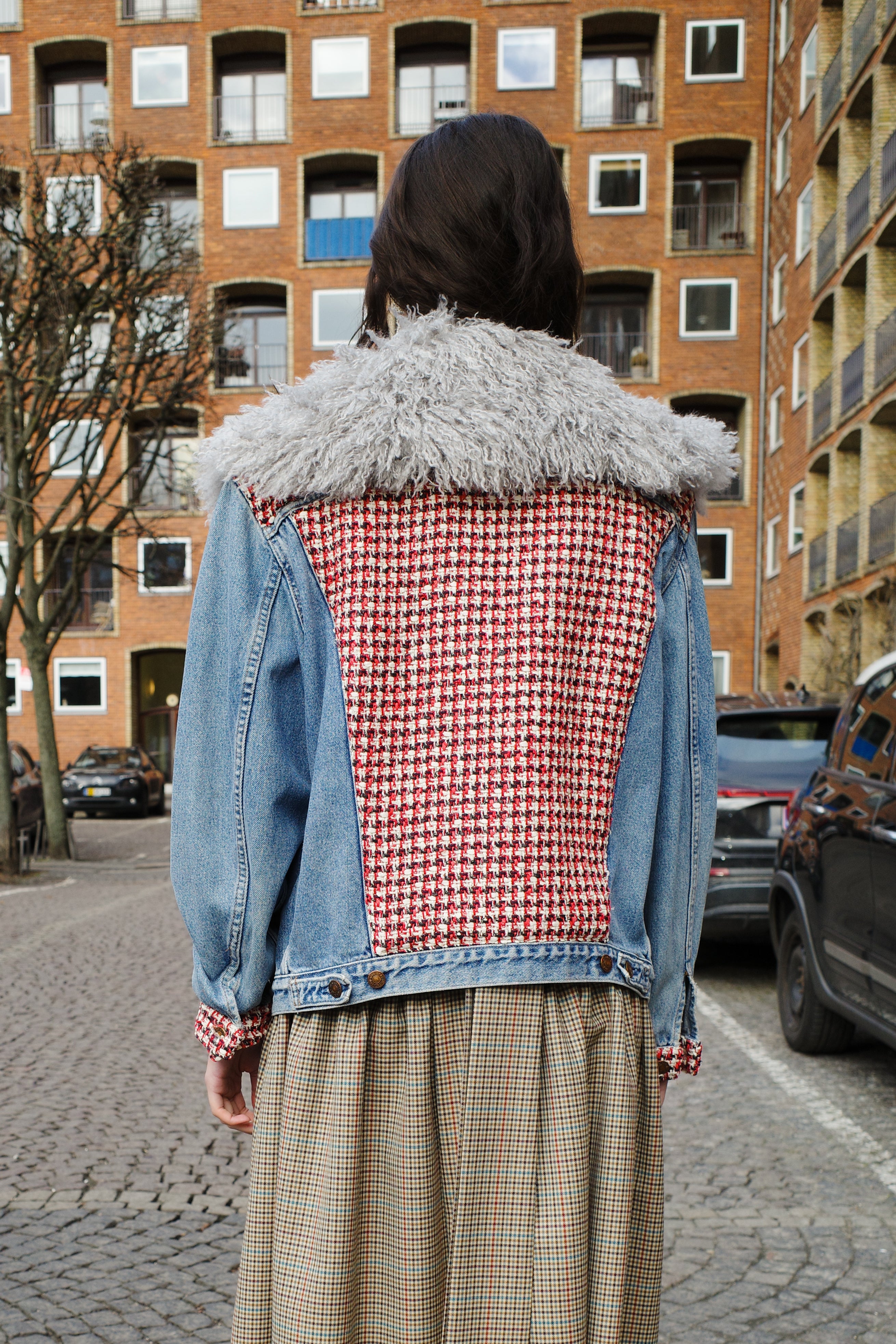 Upcycled Denim Jacket with deadstock Chanel fabric