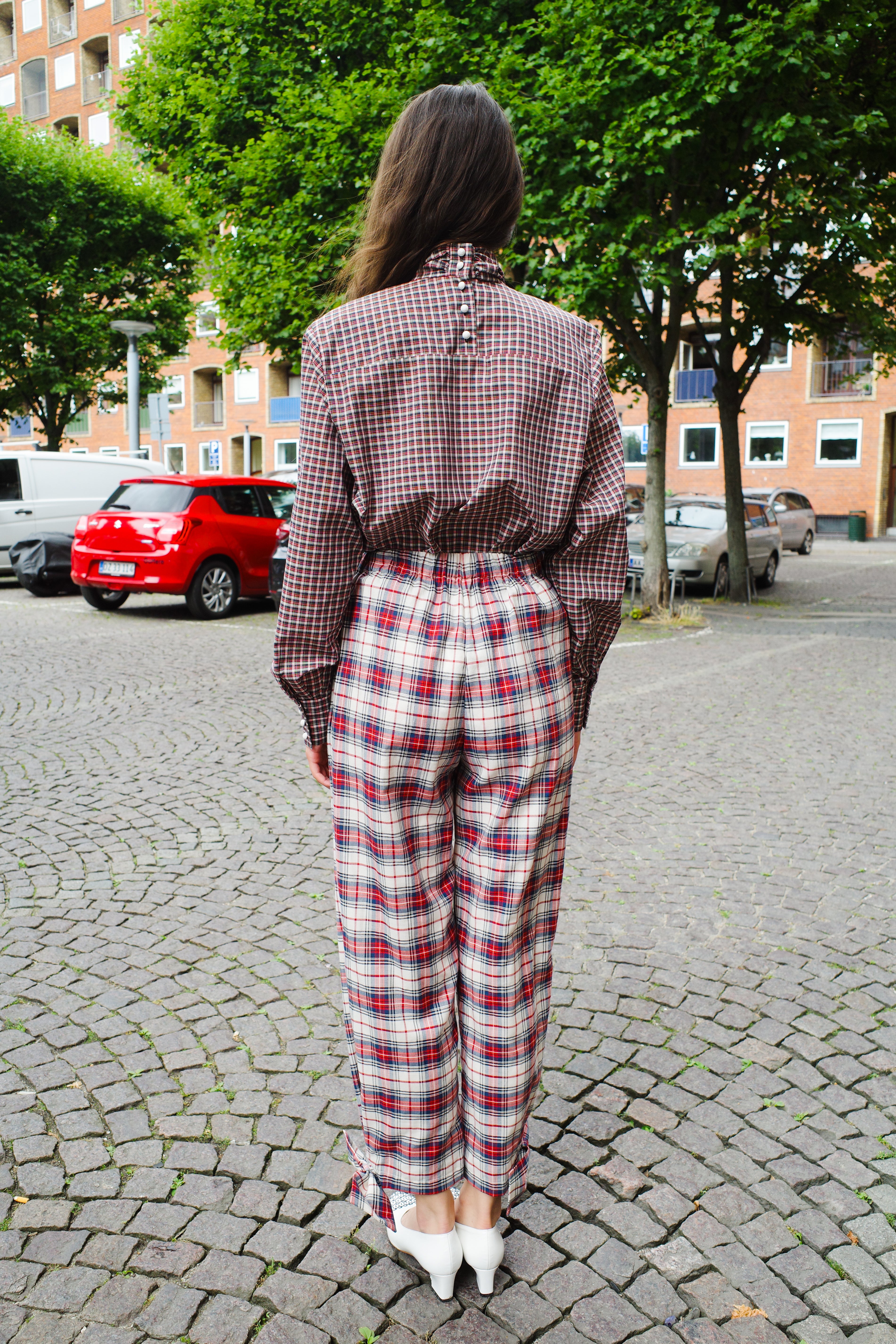 Coco Pants w. Bows Cotton Red/White/Blue/ Check
