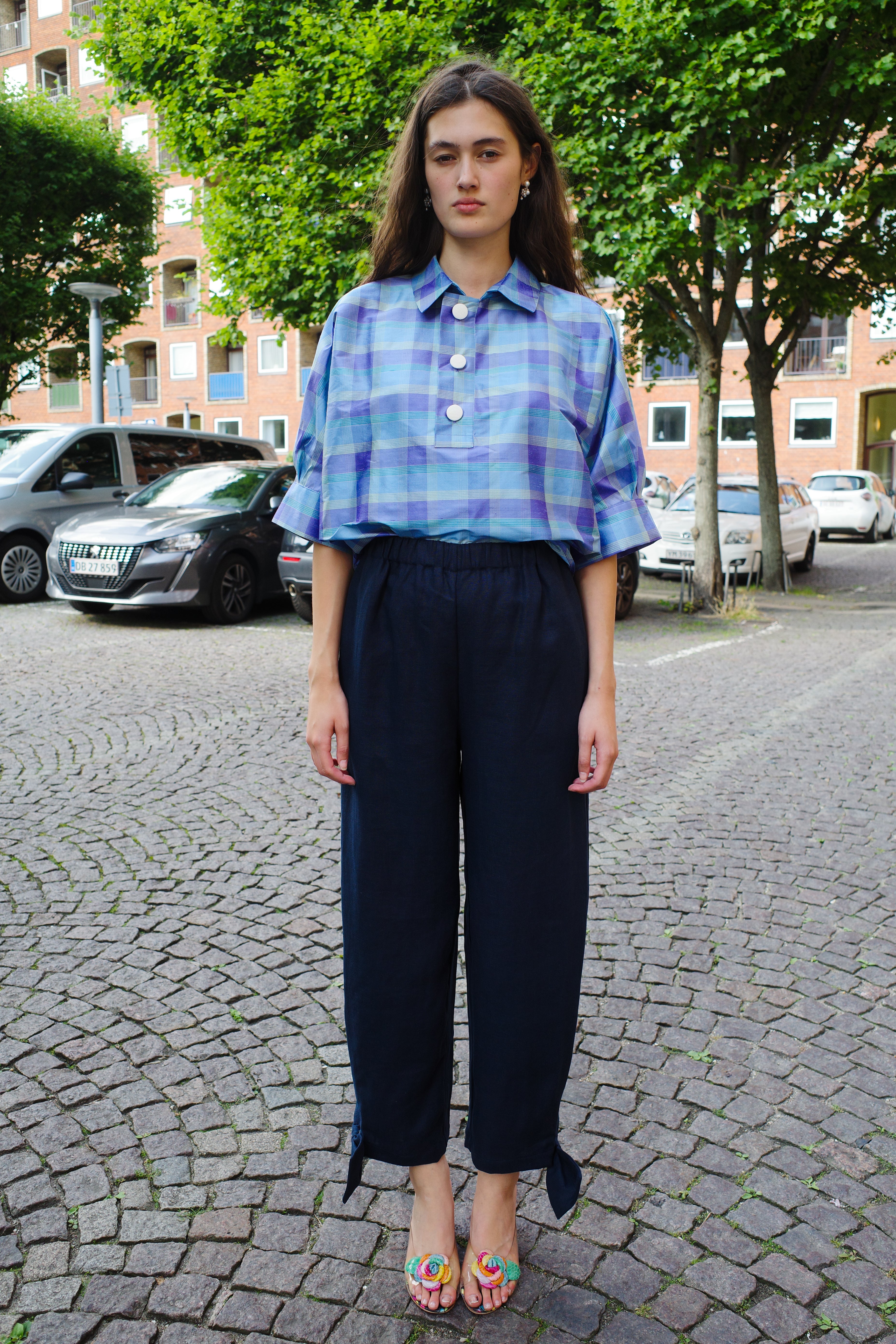 Coco Pants w. Bows Textiles Linen Navy