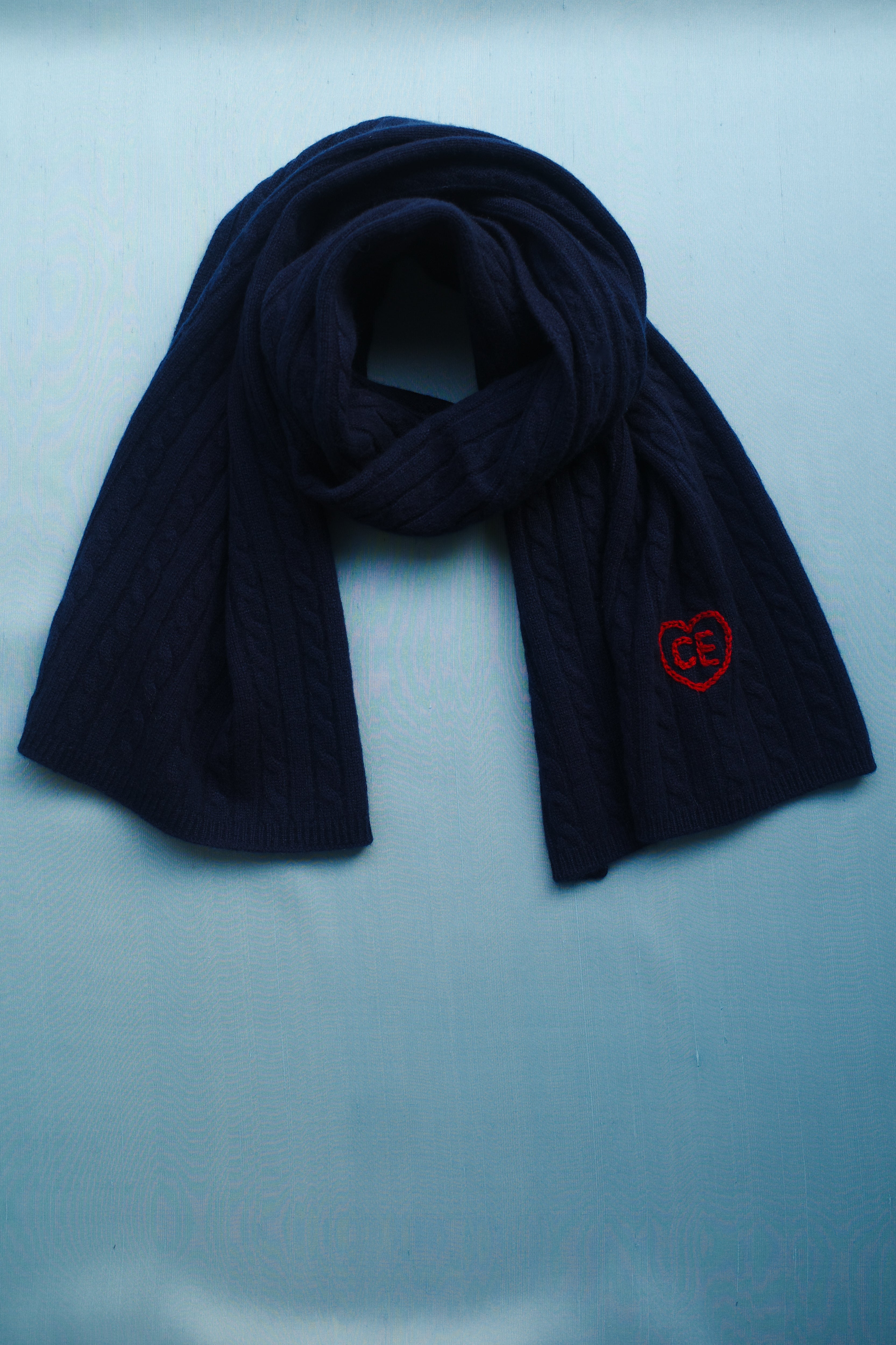 Liva Cable Scarf Cashmere Navy