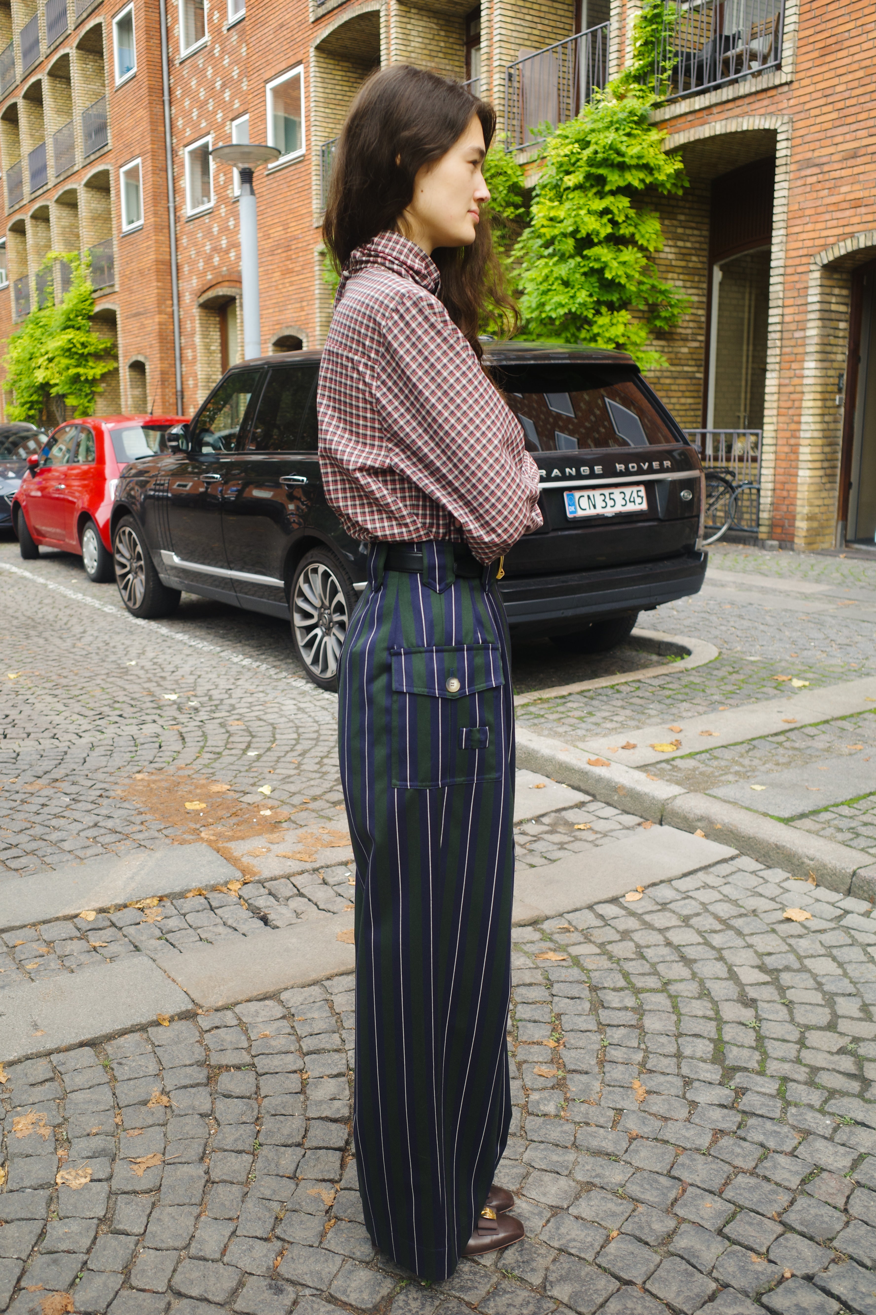 Beatrice Pants Moon Wool Mix Navy/Green/White