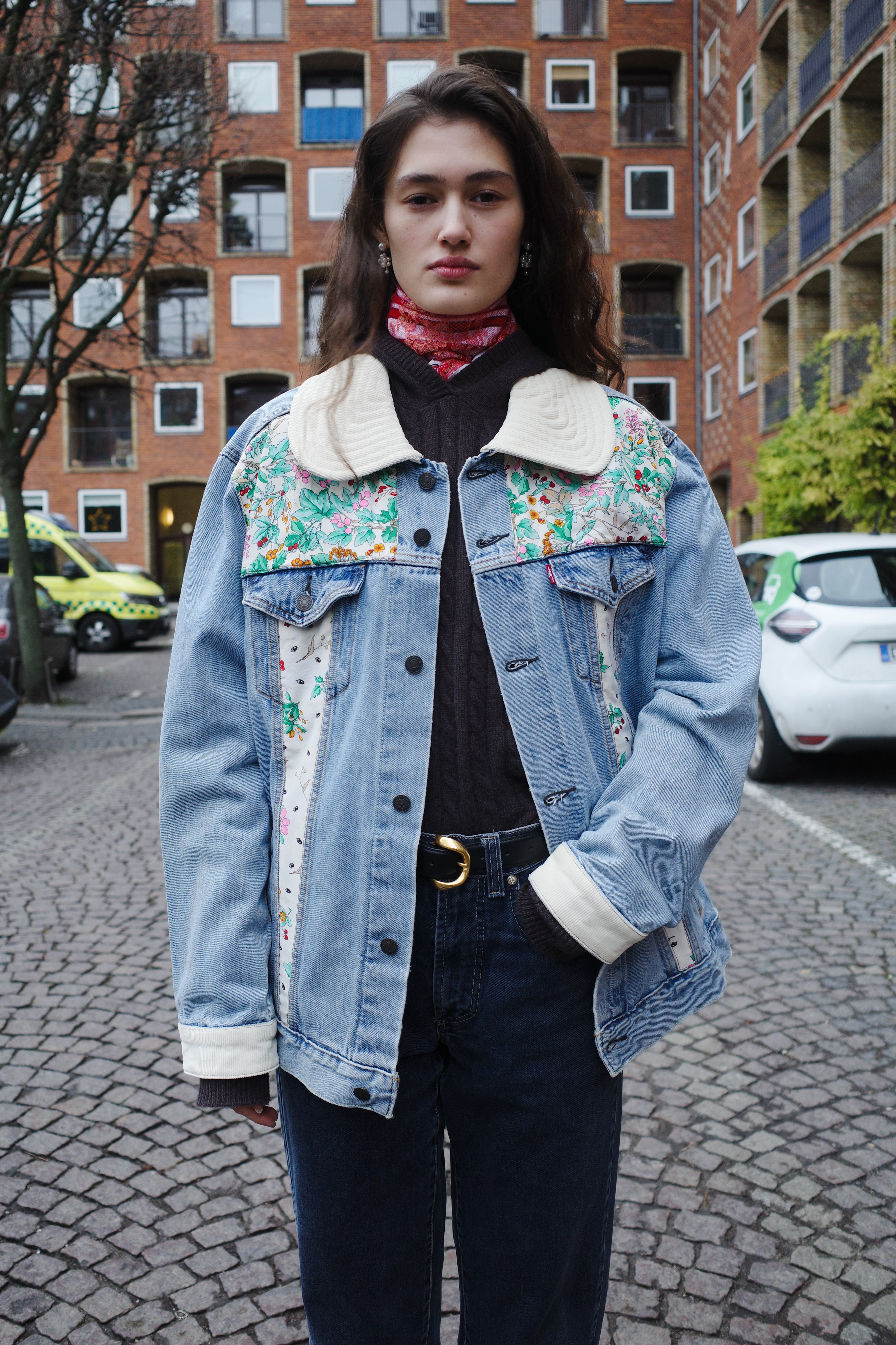 DENIM JACKET FLOWER EMBROIDERY FLORAL
