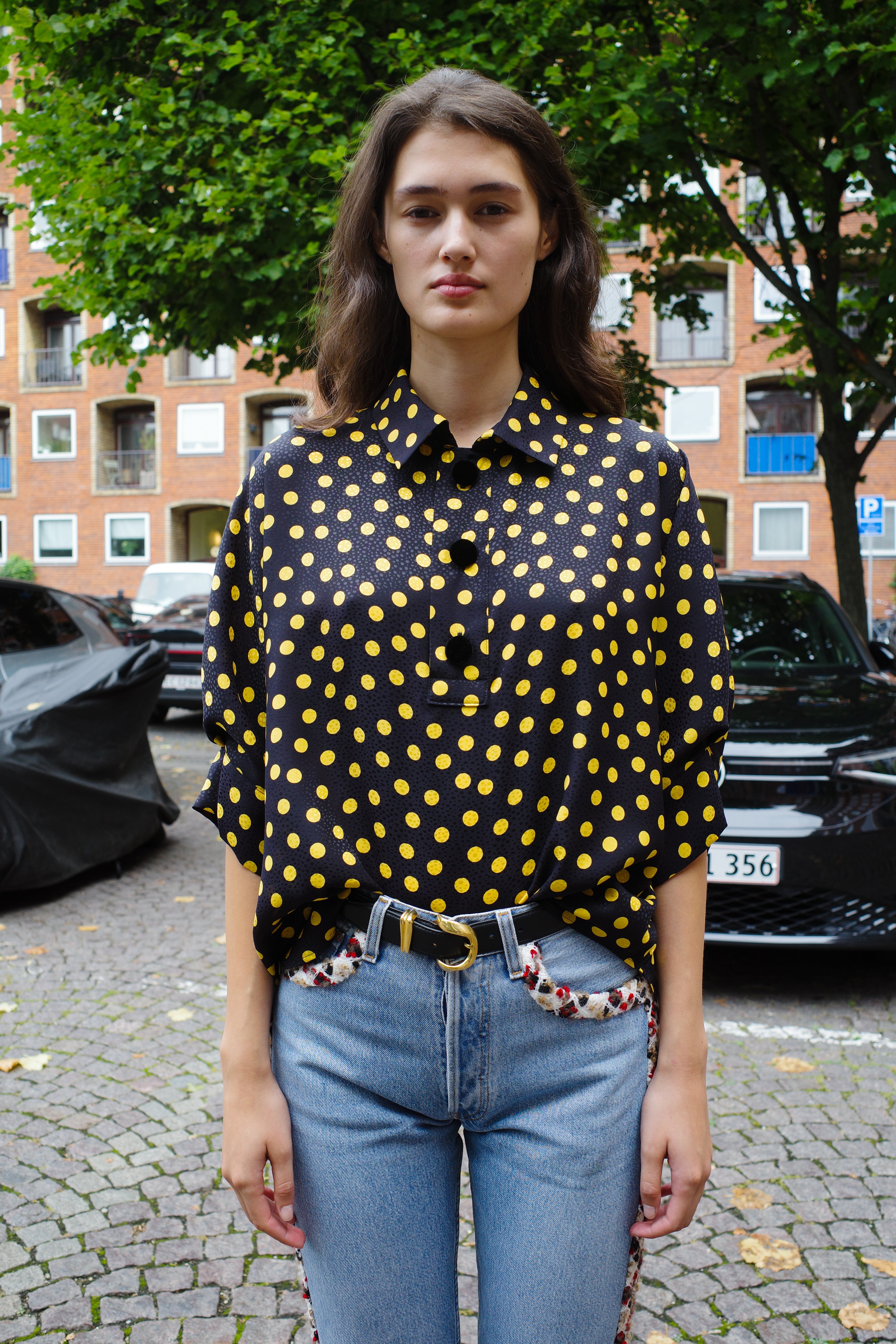 Lisbeth Blouse black yellow dot silk
