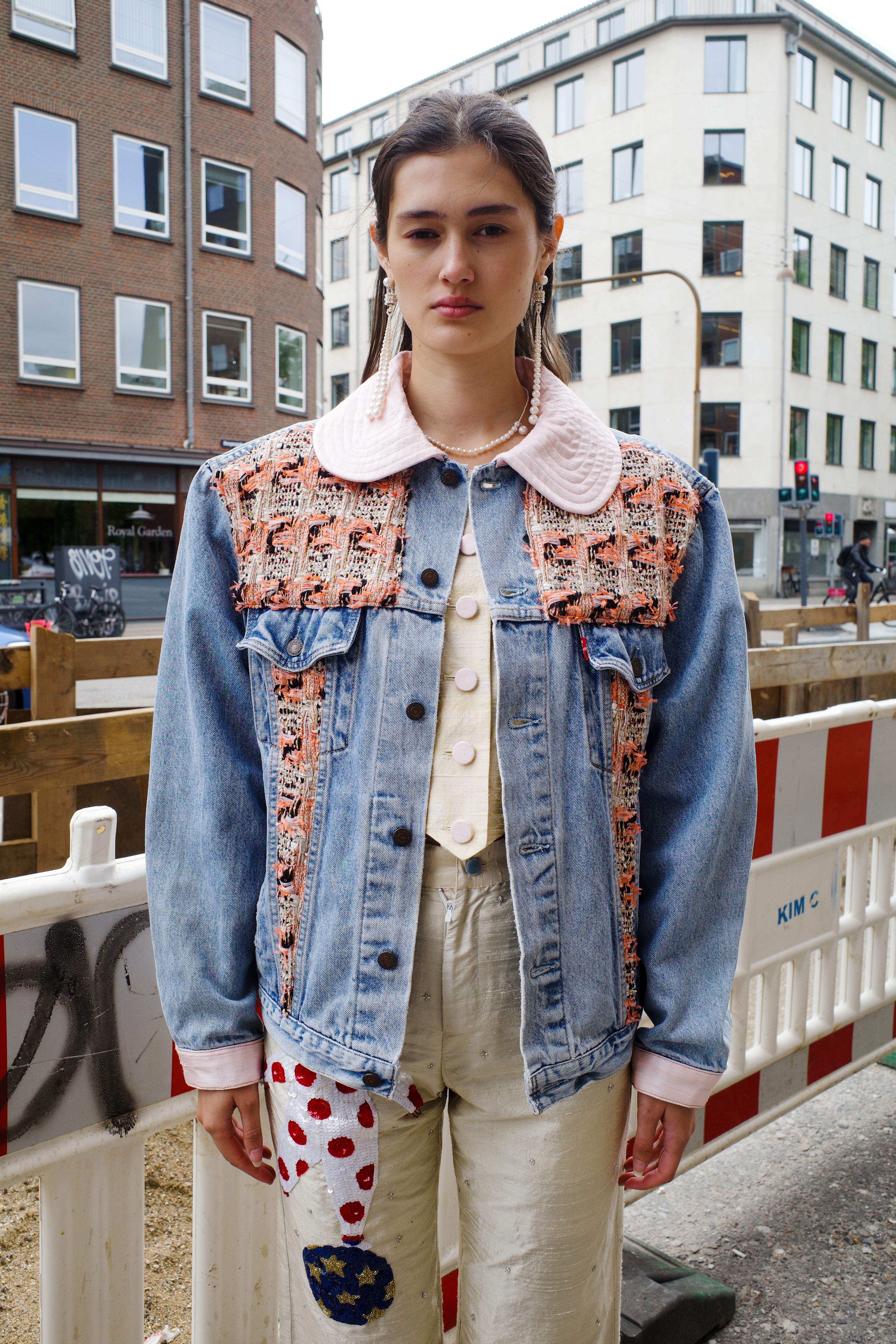 Upcycled Denim Jacket with deadstock Chanel fabric