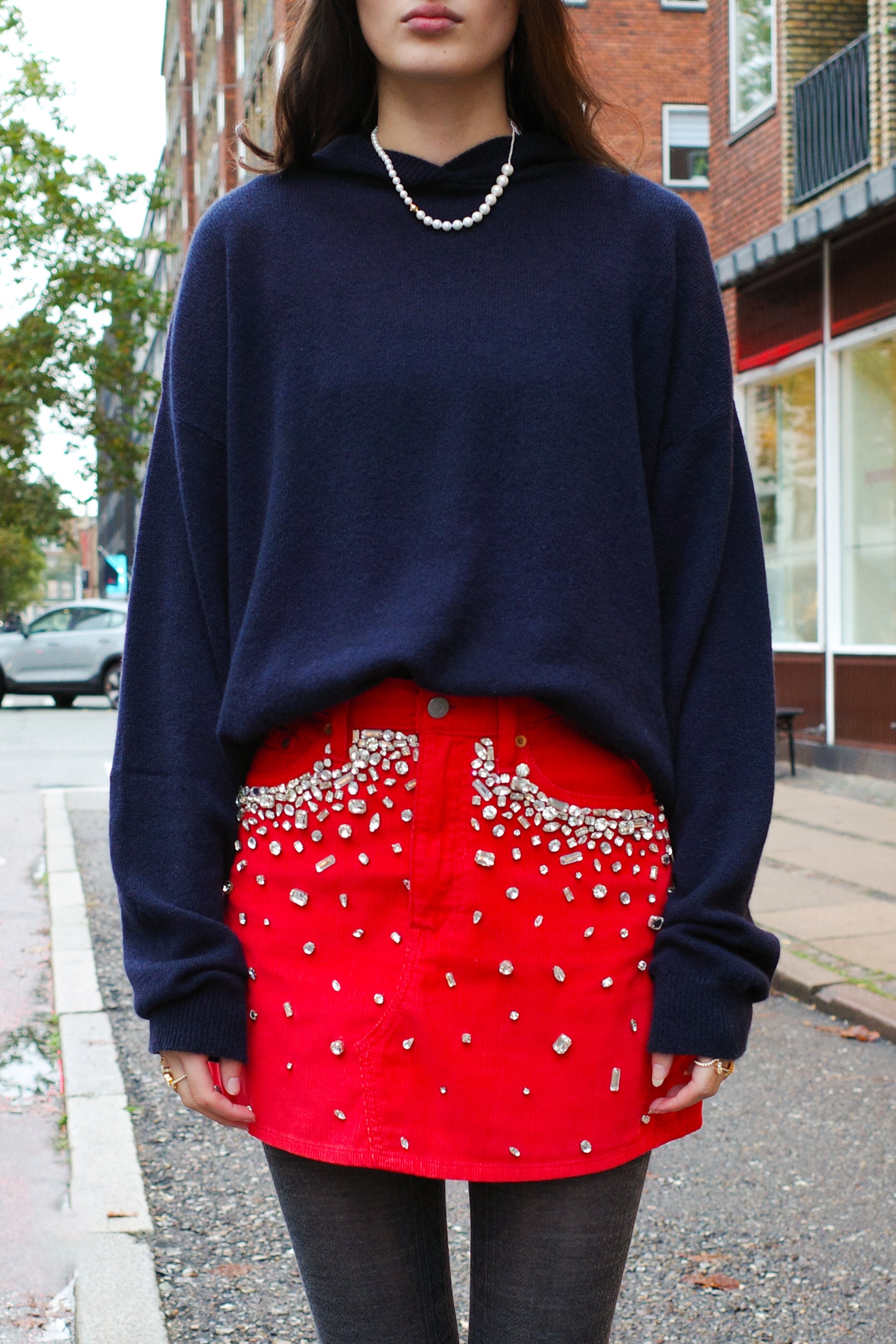 Upcycled Denim Skirt - Circus Diamonds