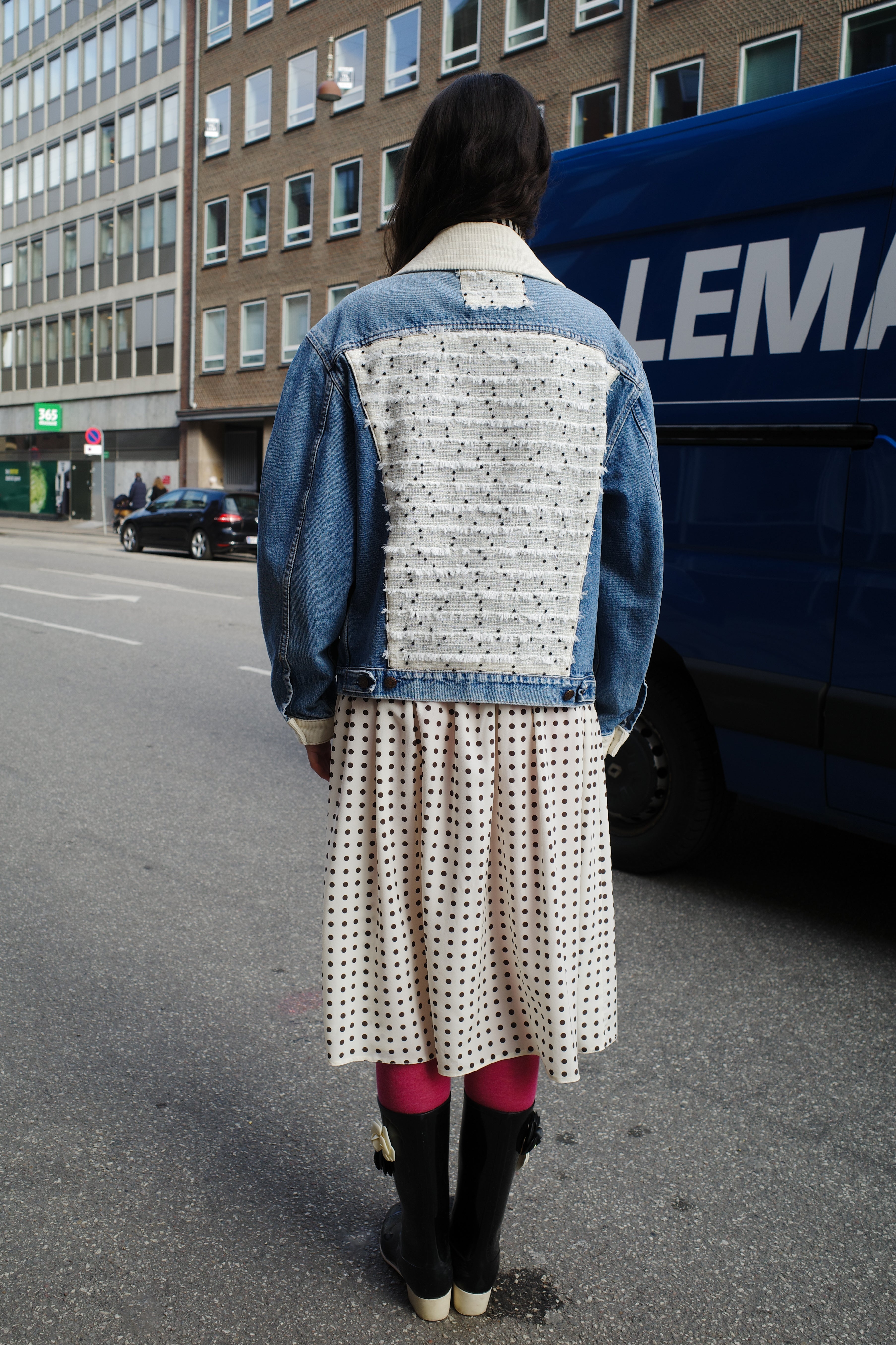 Upcycled Denim Jacket with deadstock Chanel fabric