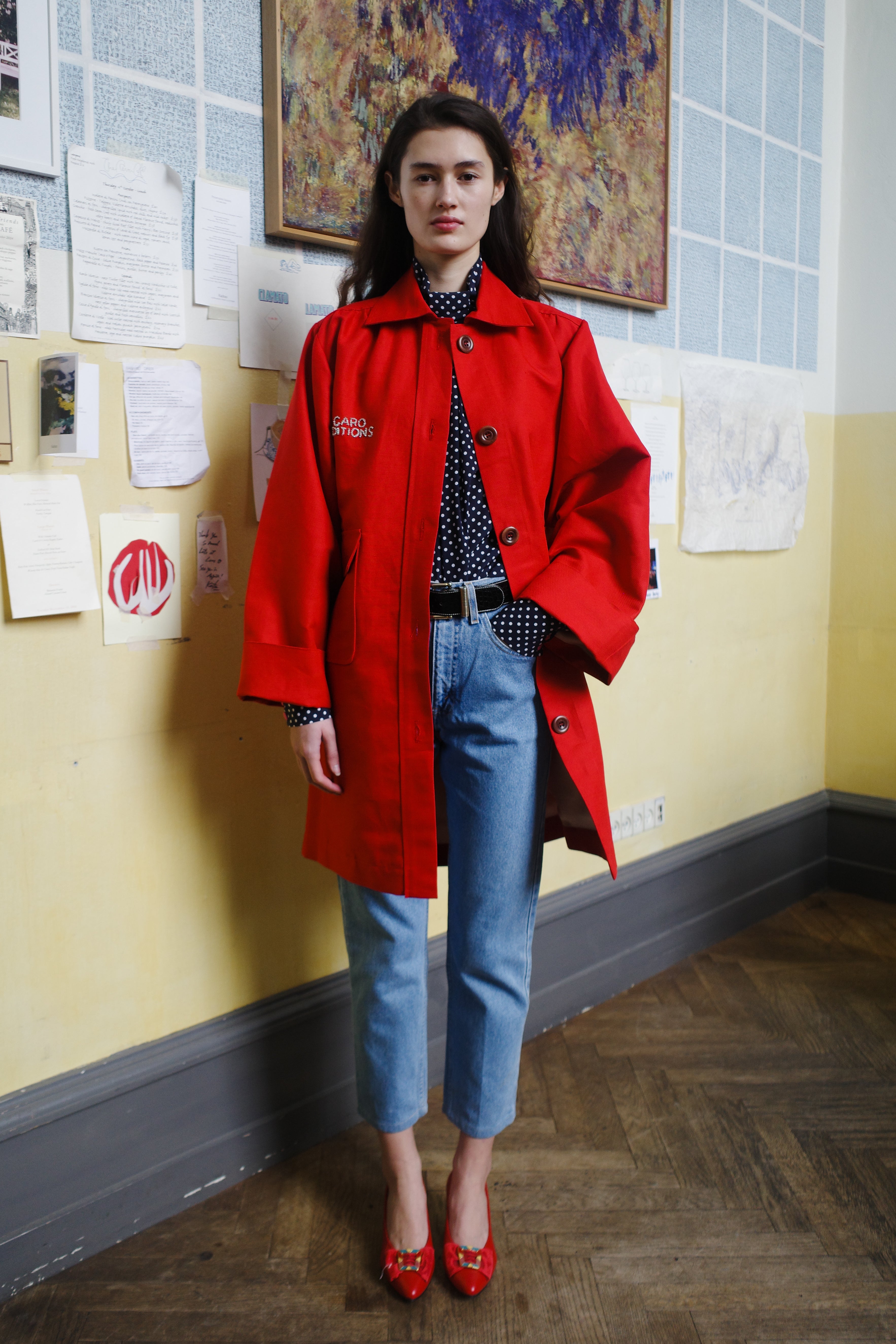 ANNA COAT COTTON RED - CAT ON LADDER