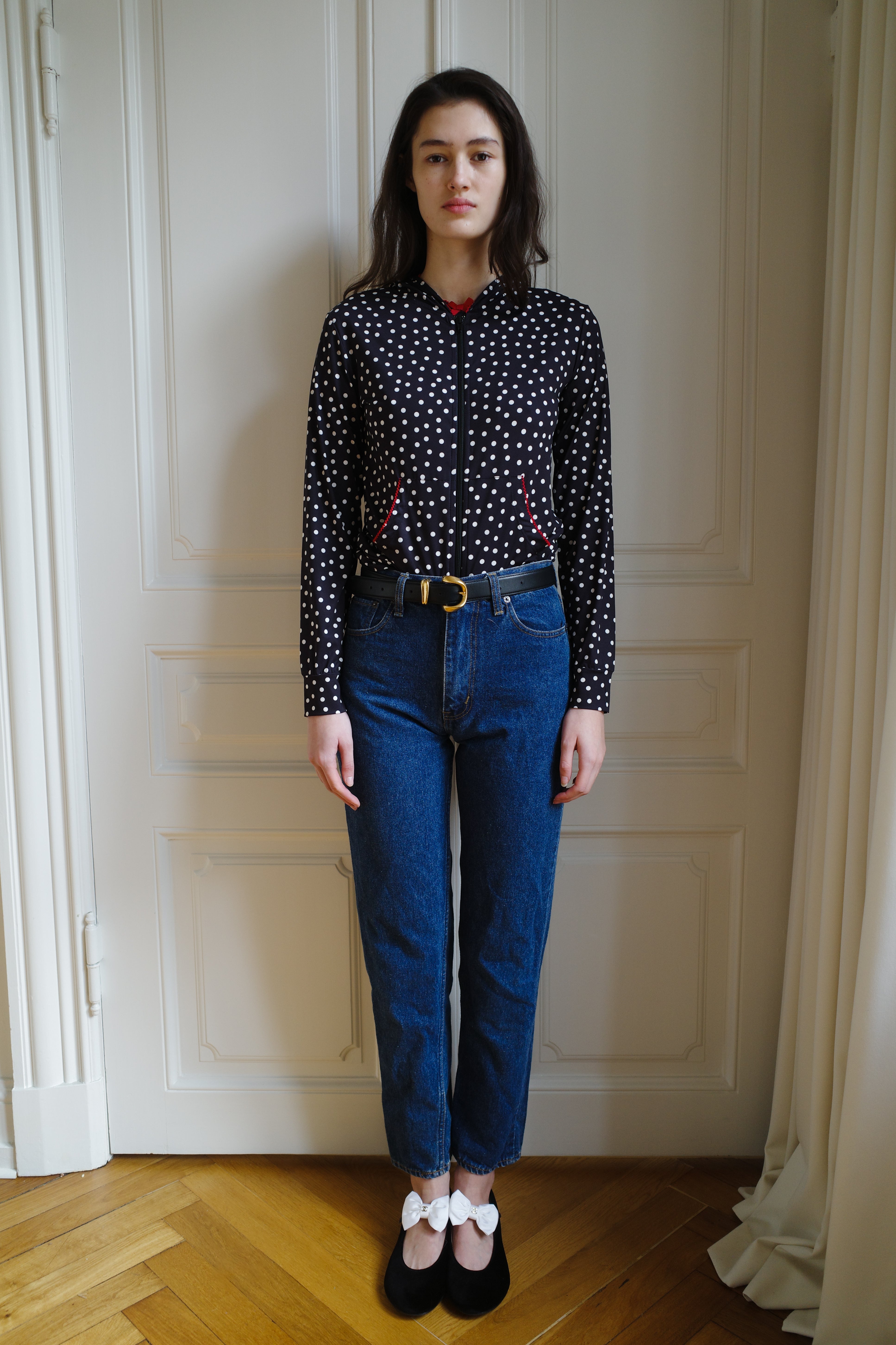 Hoodie Jersey Black Dots