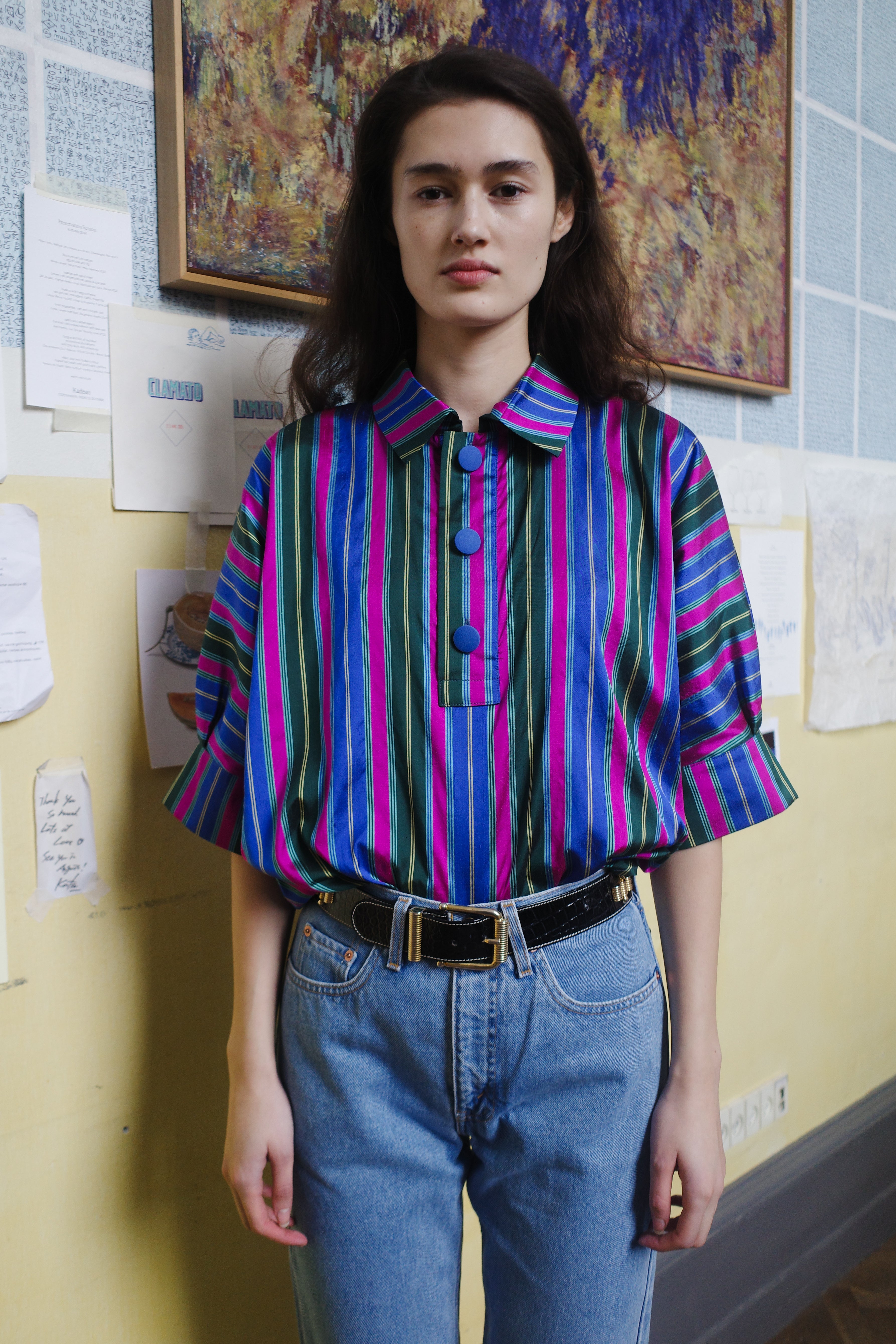 LISBETH BLOUSE SILK BIG STRIPES