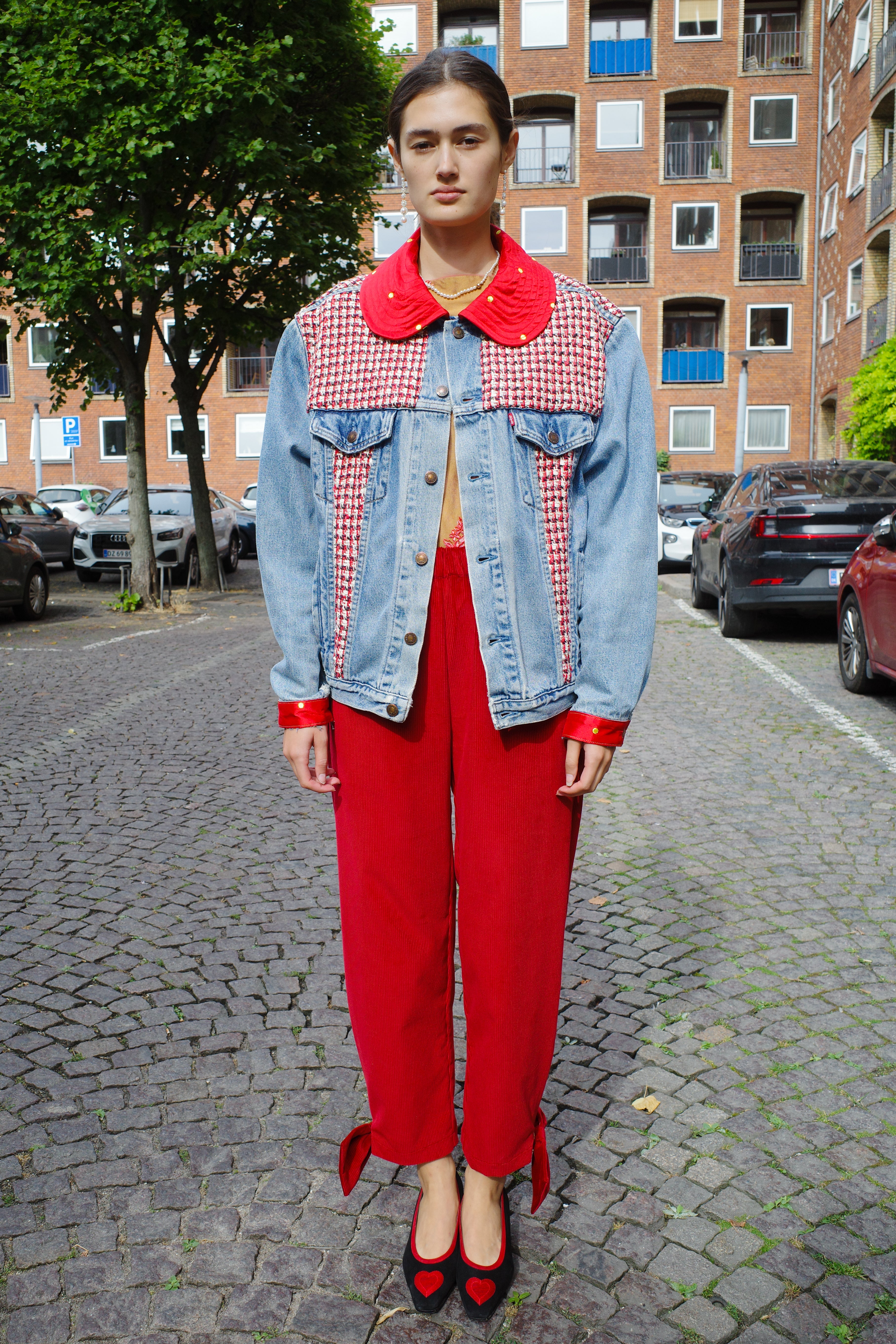 Upcycled Denim Jacket with deadstock Chanel fabric