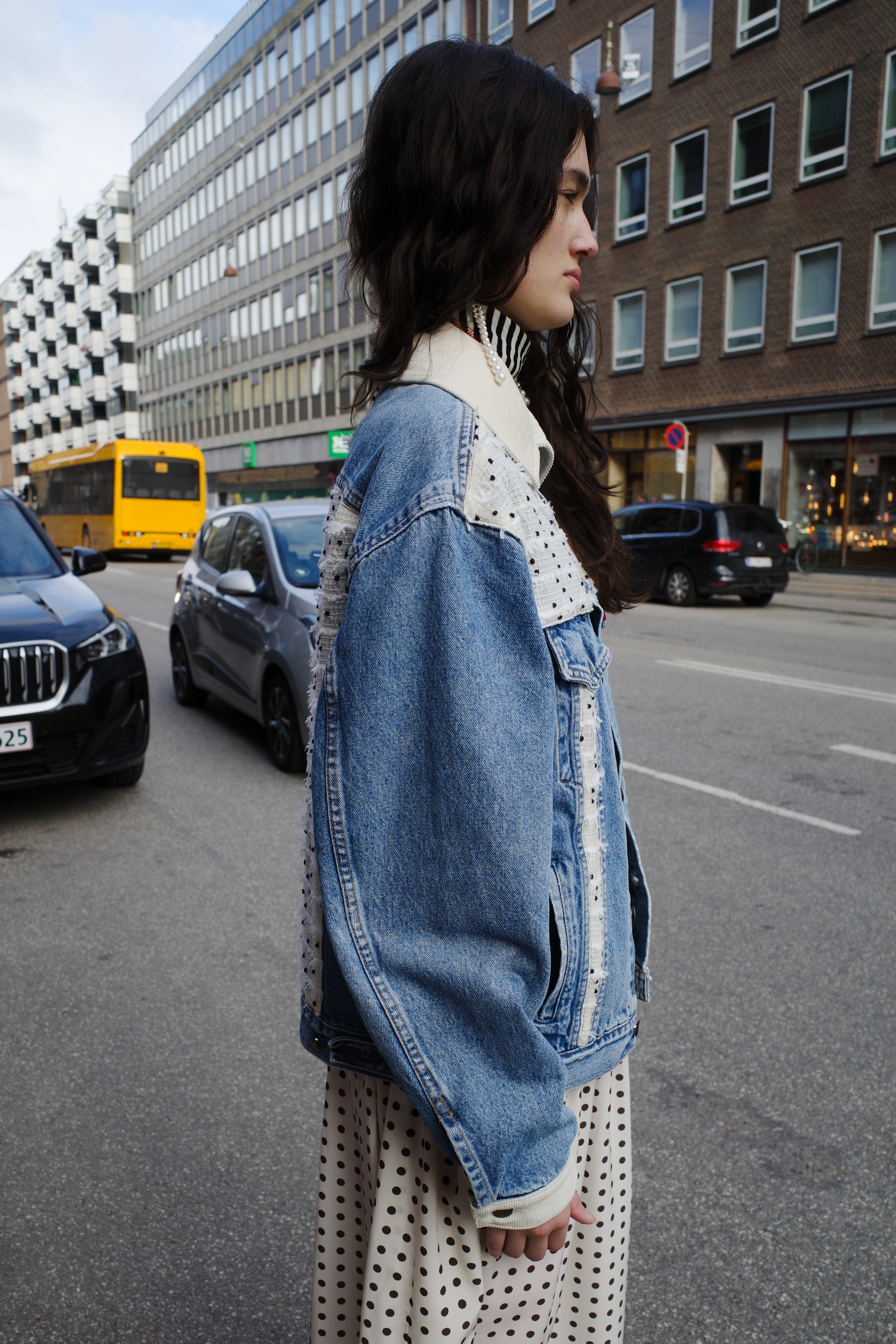 Upcycled Denim Jacket with deadstock Chanel fabric