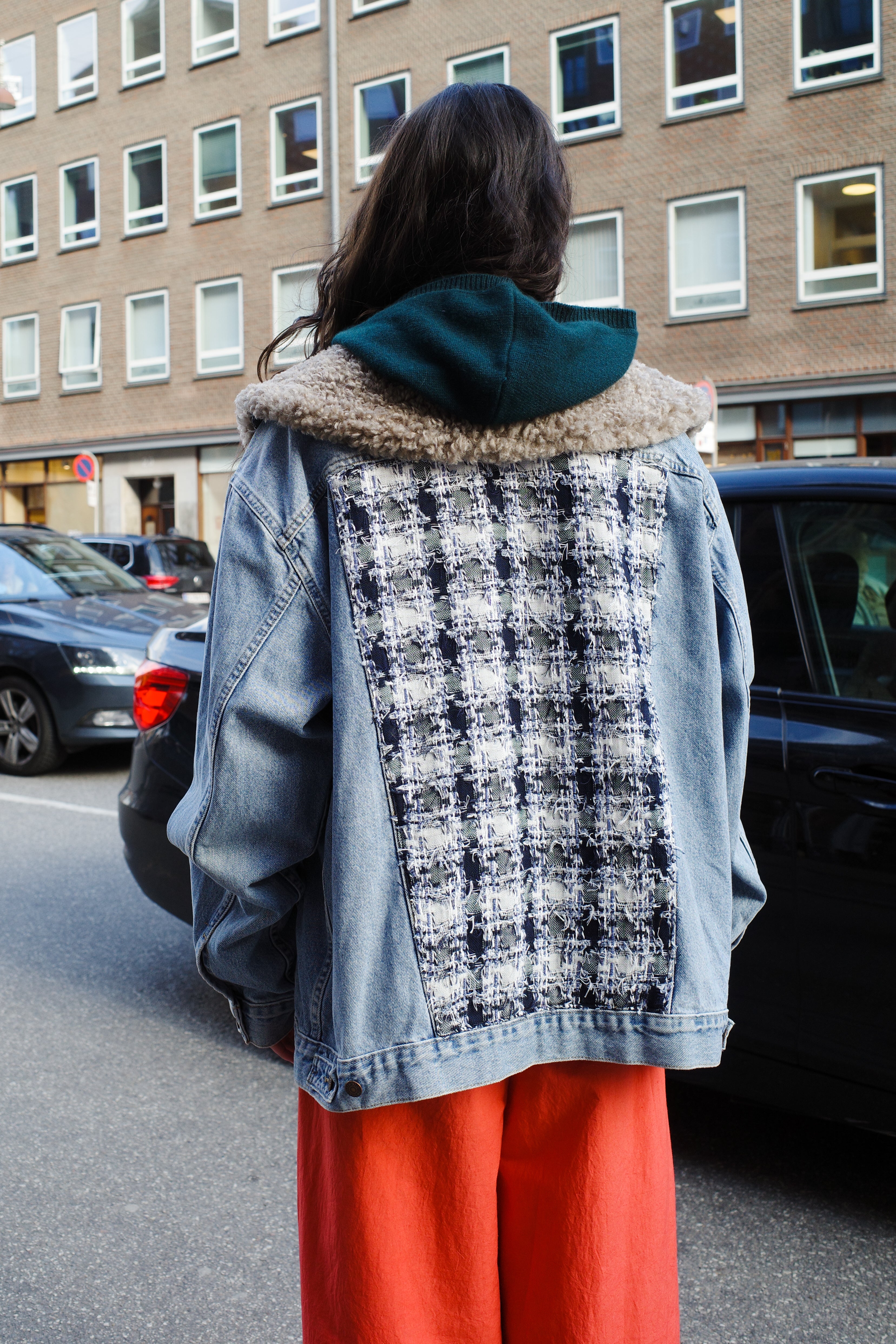 Upcycled Denim Jacket with deadstock Chanel fabric